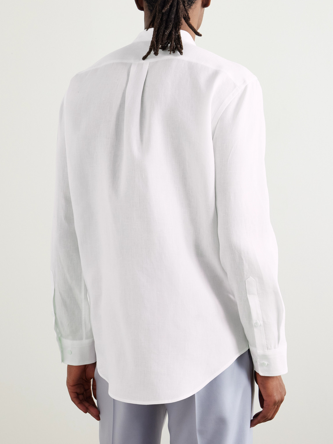 Gabriela Hearst Ollie Grandad-collar Linen-voile Shirt In White
