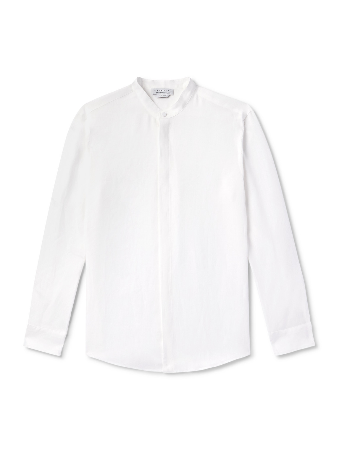 Gabriela Hearst Ollie Grandad-collar Linen-voile Shirt In White