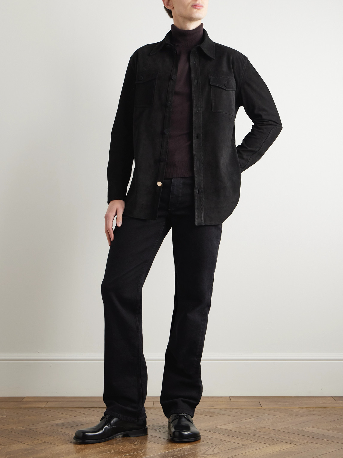 Gabriela Hearst Lucas Suede Overshirt In Black