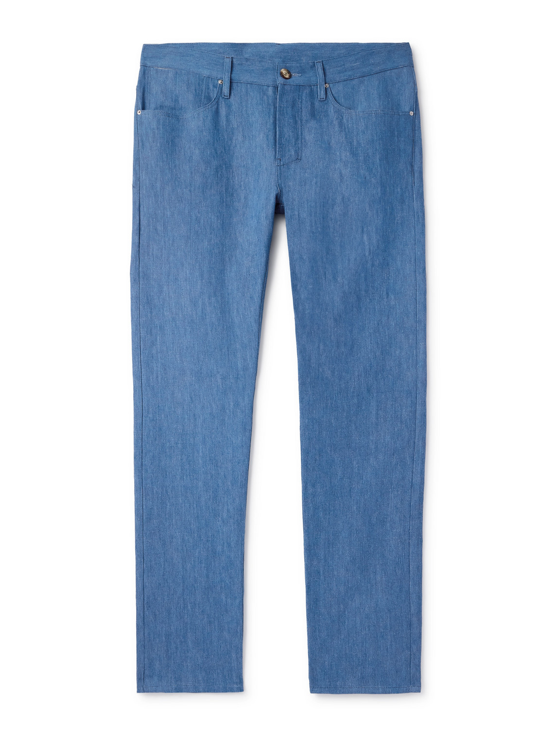 Gabriela Hearst Slim-fit Cotton And Linen-blend Trousers In Blue