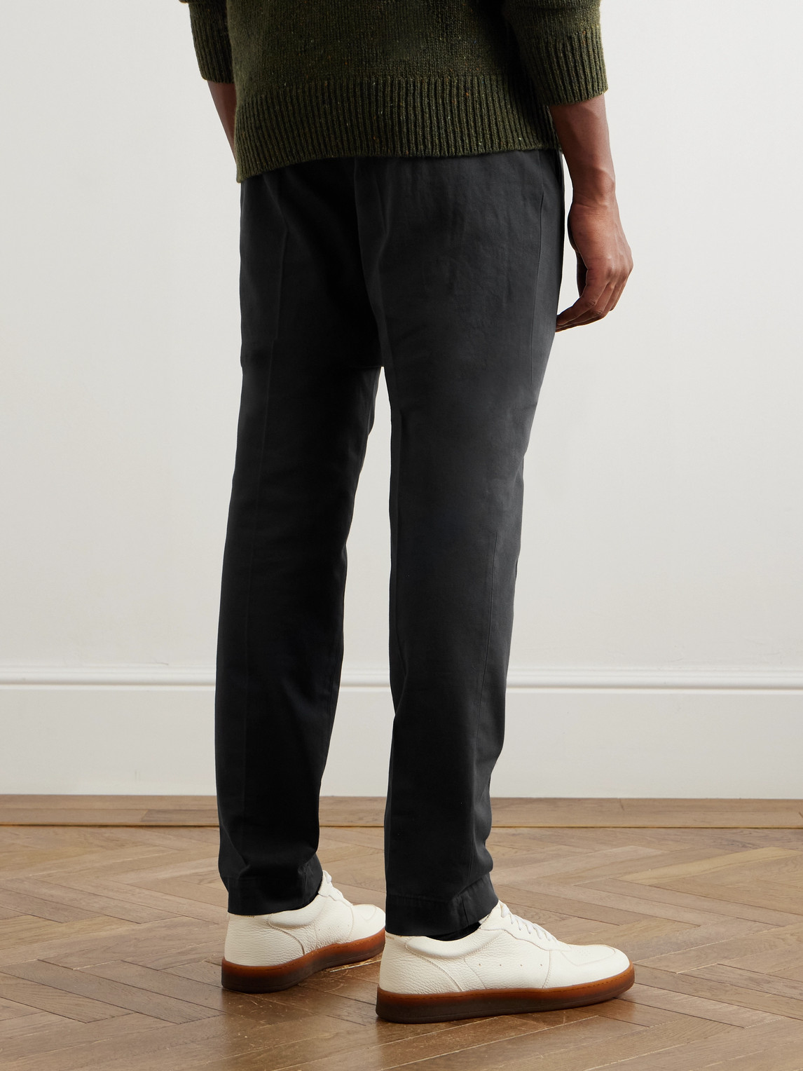 INCOTEX VENEZIA 1951 SLIM-FIT PLEATED STRETCH-COTTON TROUSERS