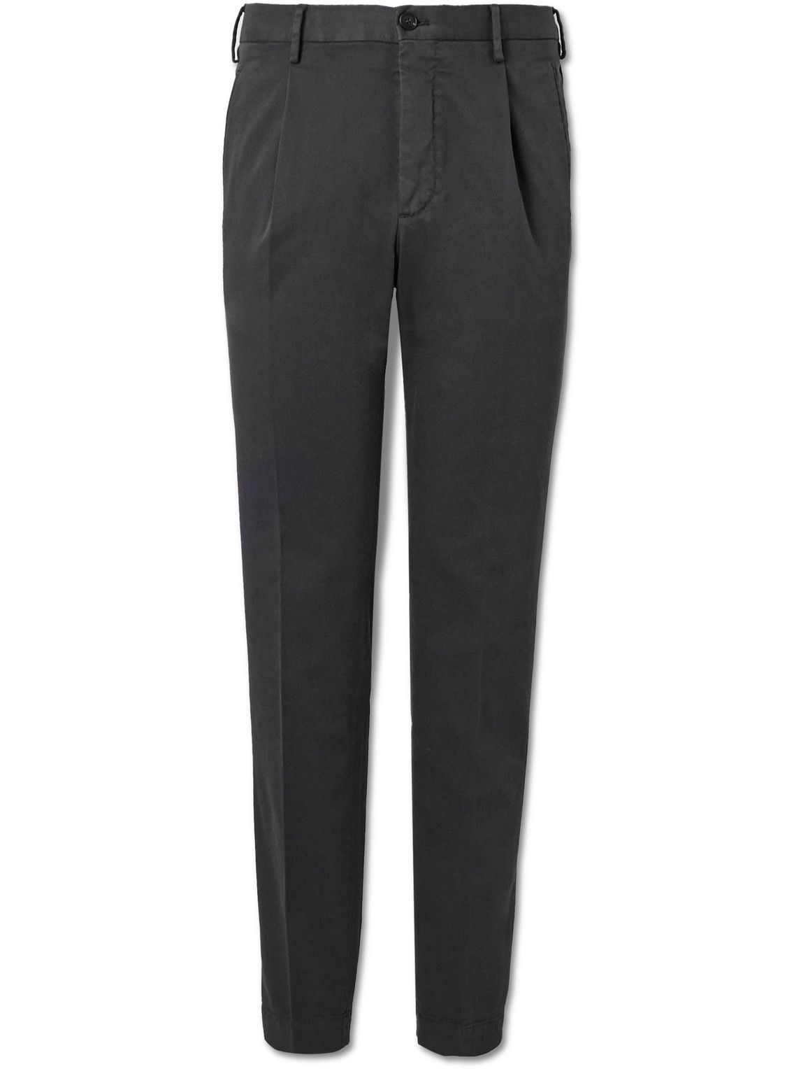 INCOTEX VENEZIA 1951 SLIM-FIT PLEATED STRETCH-COTTON TROUSERS