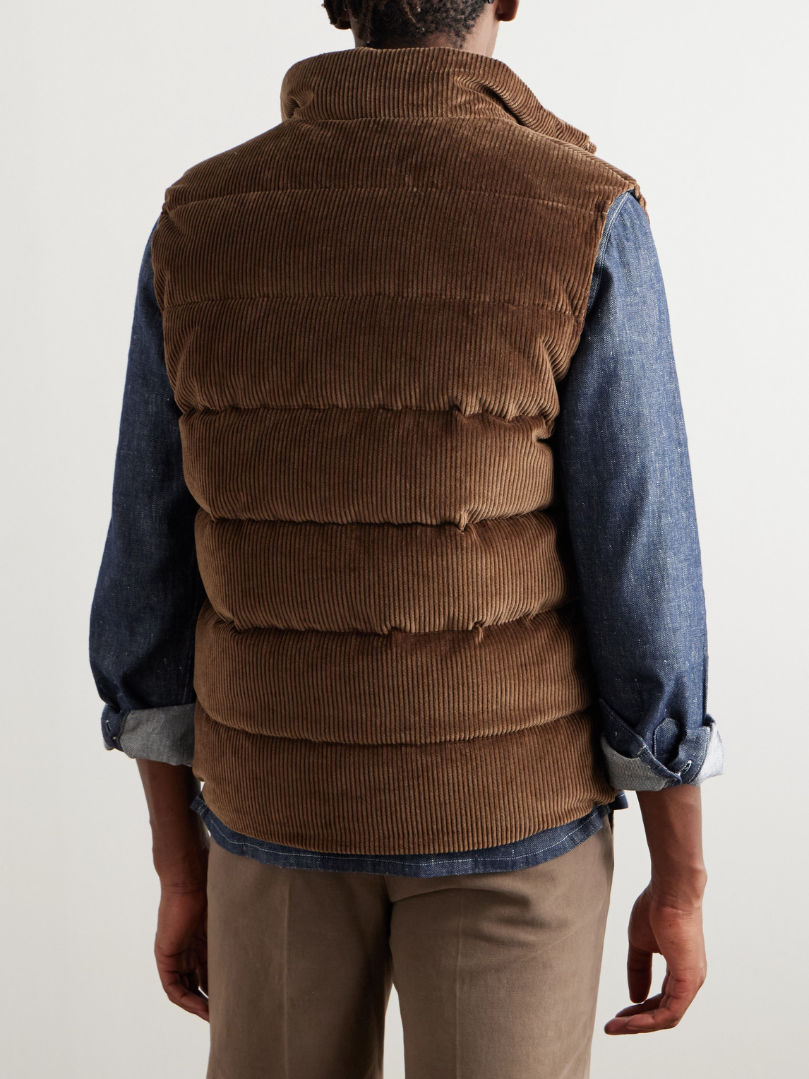 INCOTEX MONTEDORO QUILTED COTTON-CORDUROY DOWN GILET
