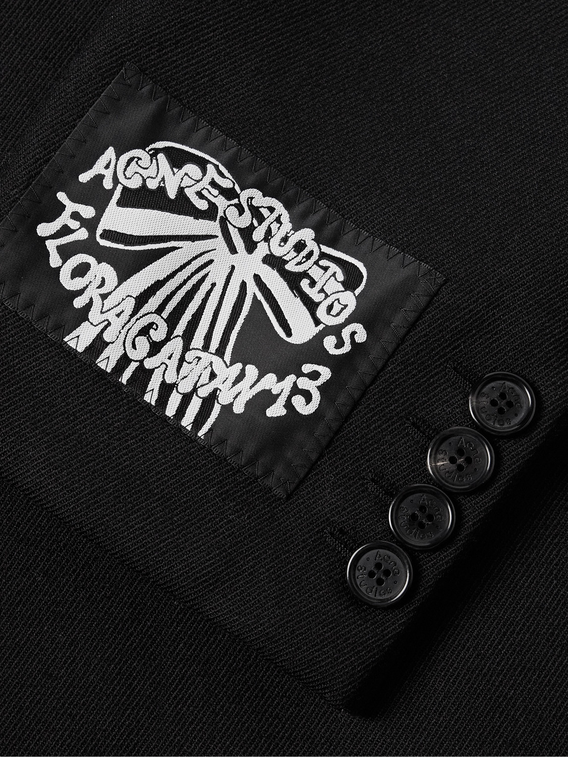 Acne Studios Oversized Logo-appliquéd Wool-twill Blazer In Black