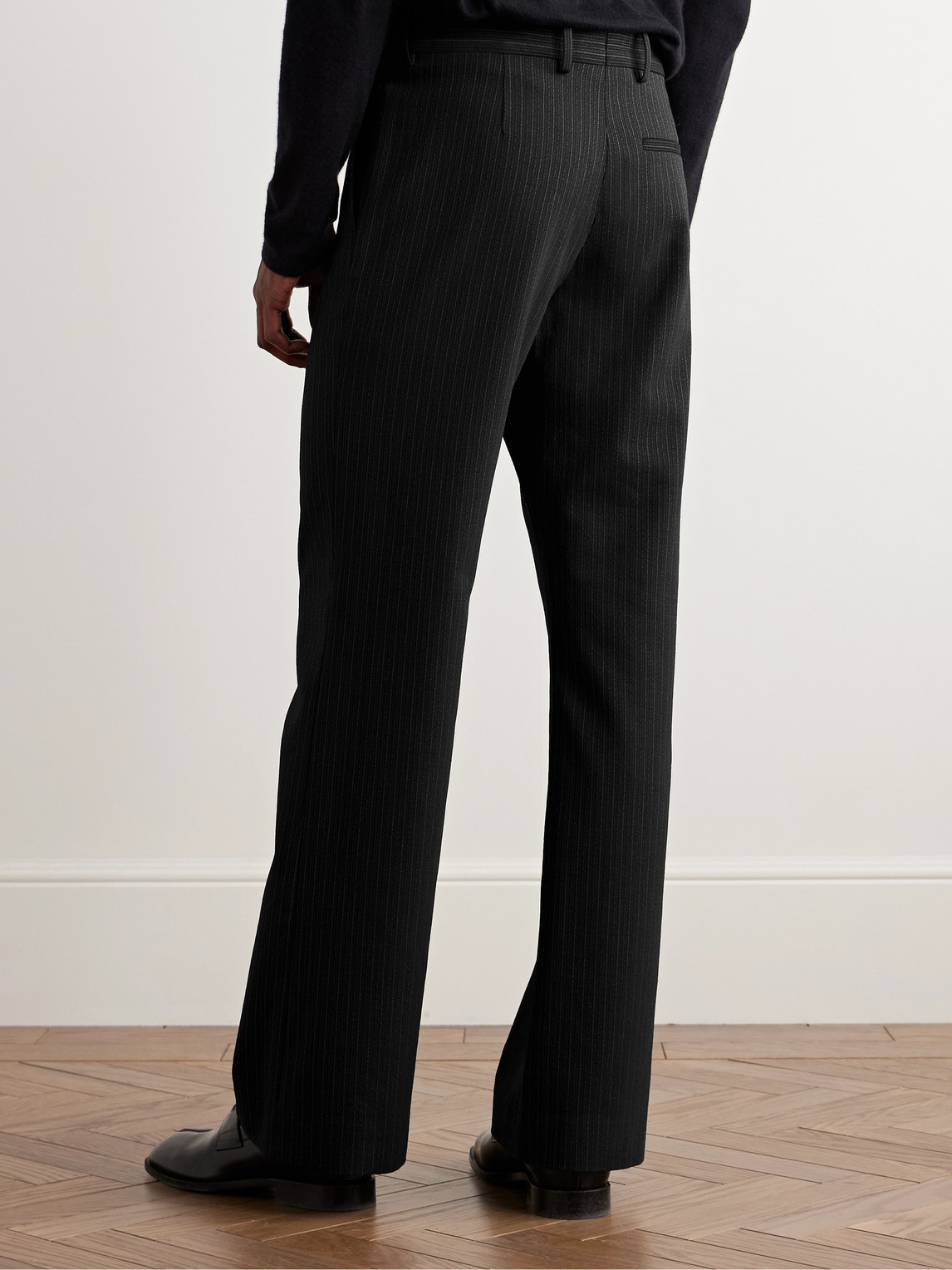 Acne Studios Palvin Straight-leg Pinstriped Wool-blend Trousers In Black