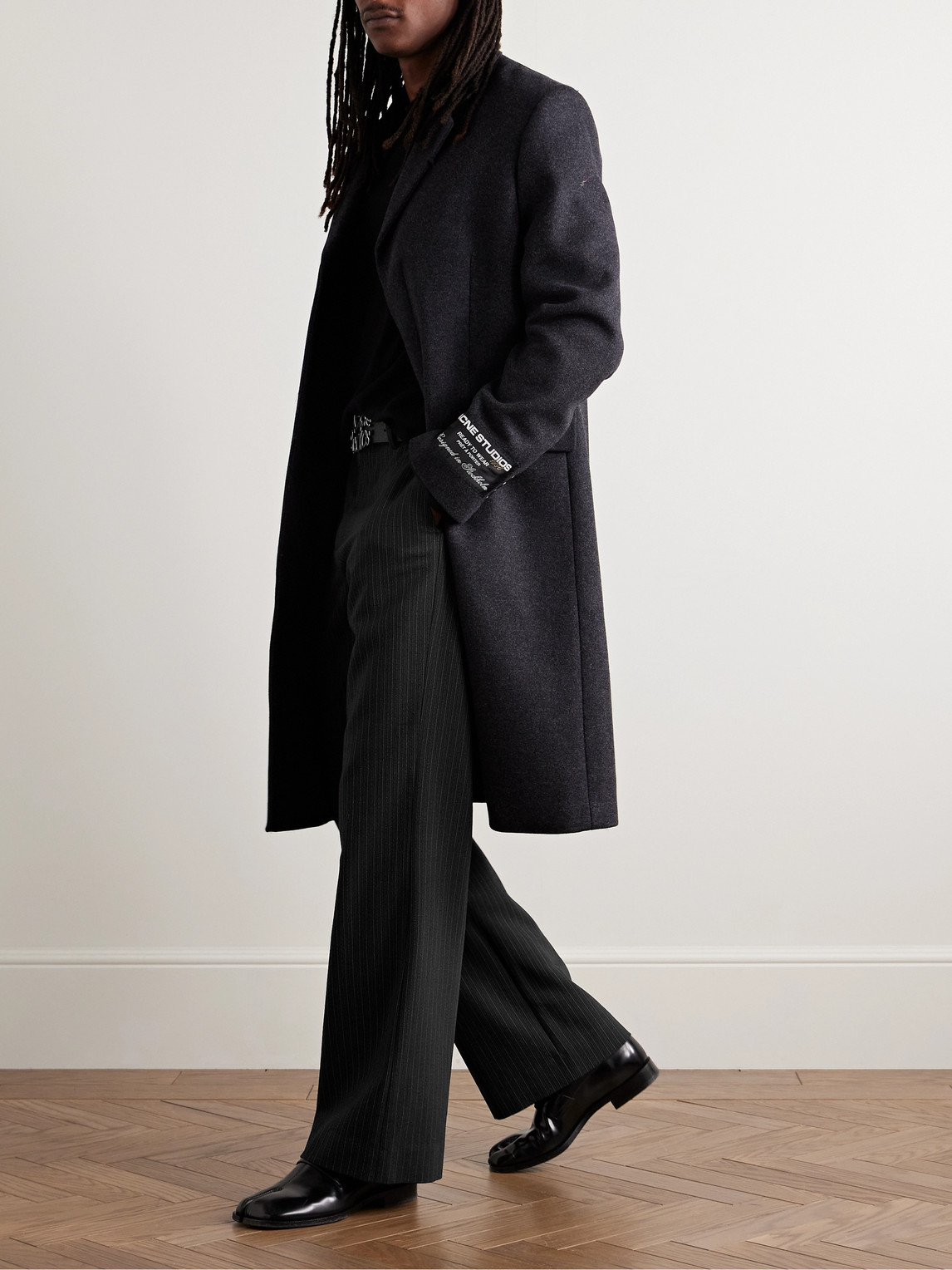 Acne Studios Palvin Straight-leg Pinstriped Wool-blend Trousers In Black