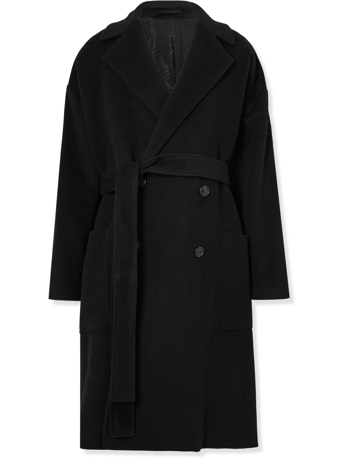 Acne Studios Owarna Double-breasted Belted Wool Coat In Black