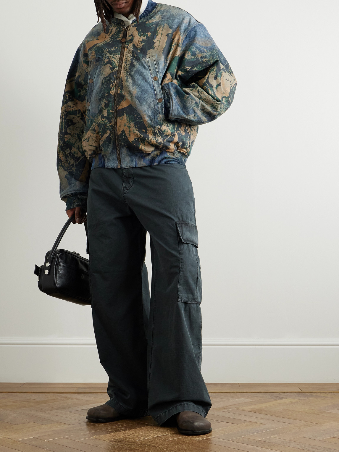 Acne Studios Abstract Pattern Brown Bomber Jacket In Multi