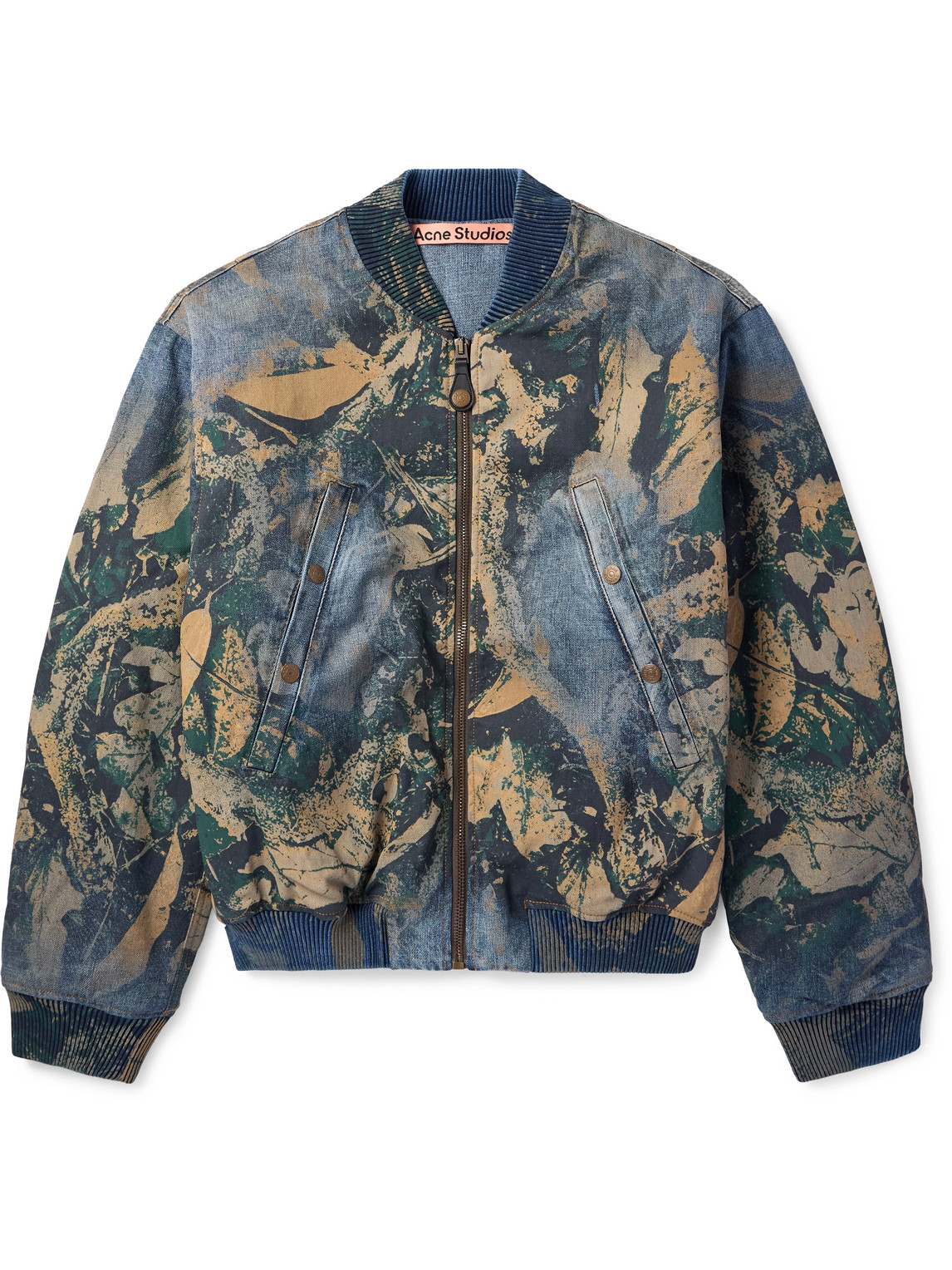 Acne Studios Abstract Pattern Brown Bomber Jacket In Multi