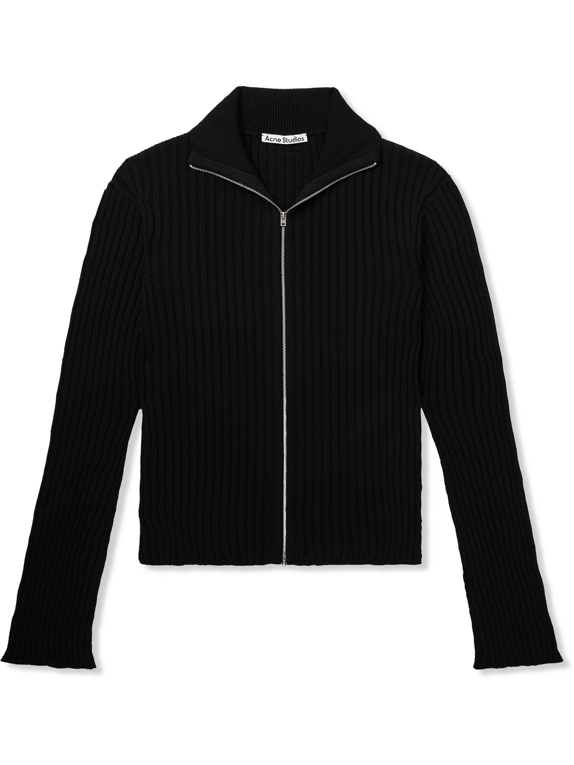 Acne Studios Logo-appliquéd Ribbed-knit Cotton Cardigan In Black