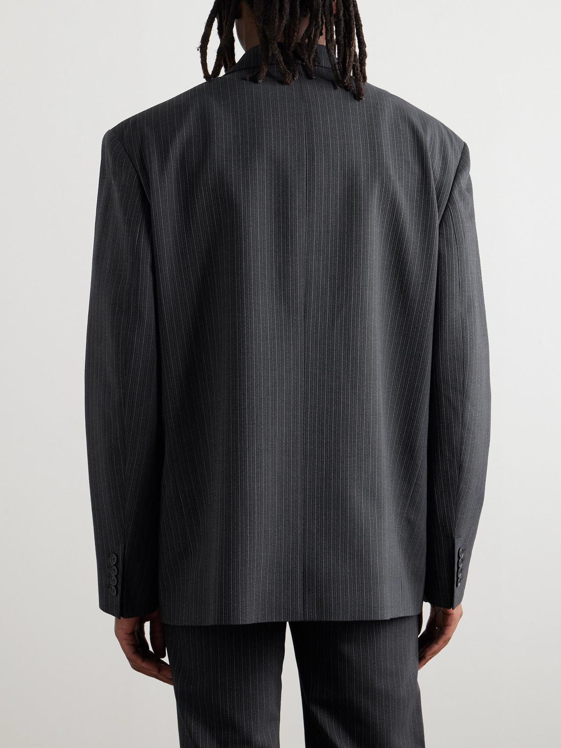 Acne Studios Jarvel Double-breasted Pinstriped Wool-blend Suit Jacket In Gray