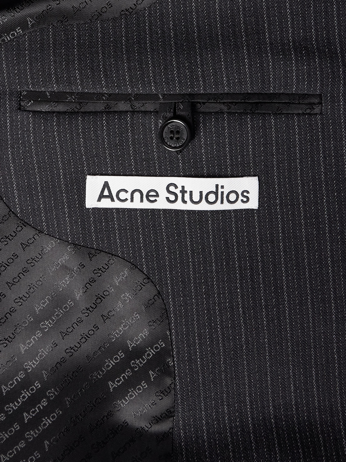 Acne Studios Jarvel Double-breasted Pinstriped Wool-blend Suit Jacket In Gray