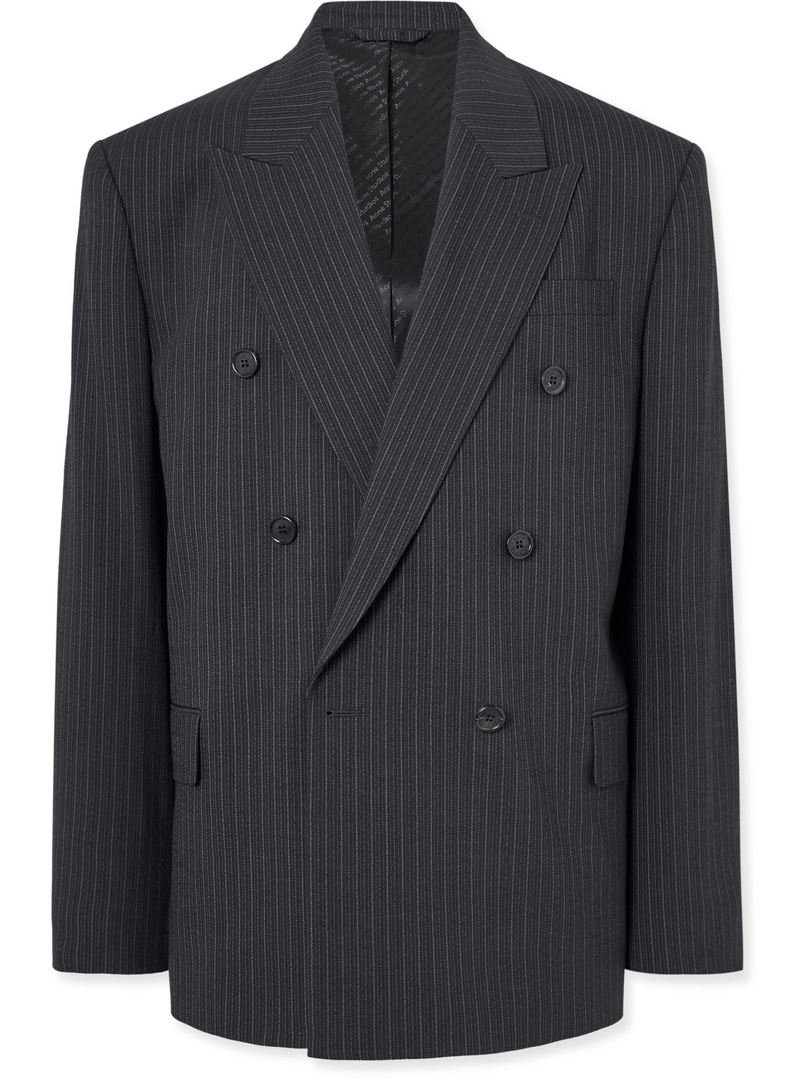 Acne Studios Jarvel Double-breasted Pinstriped Wool-blend Suit Jacket In Gray