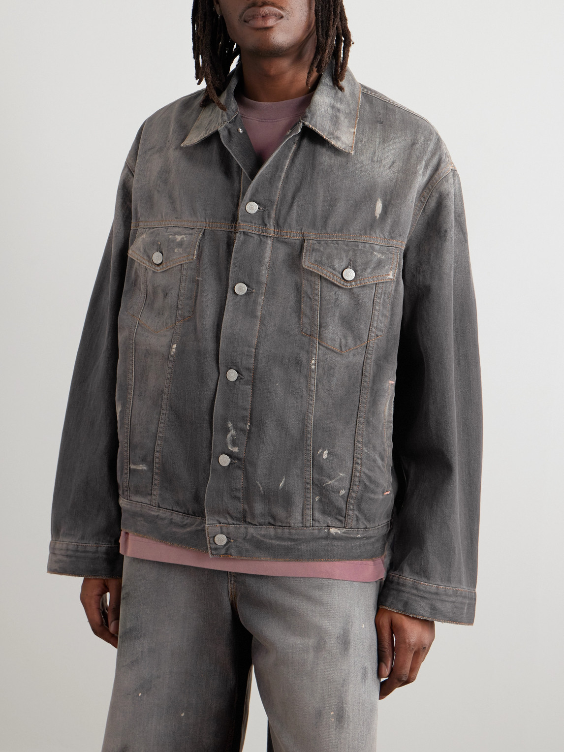 Acne Studios Robert U Oversized Organic Denim Jacket In Gray