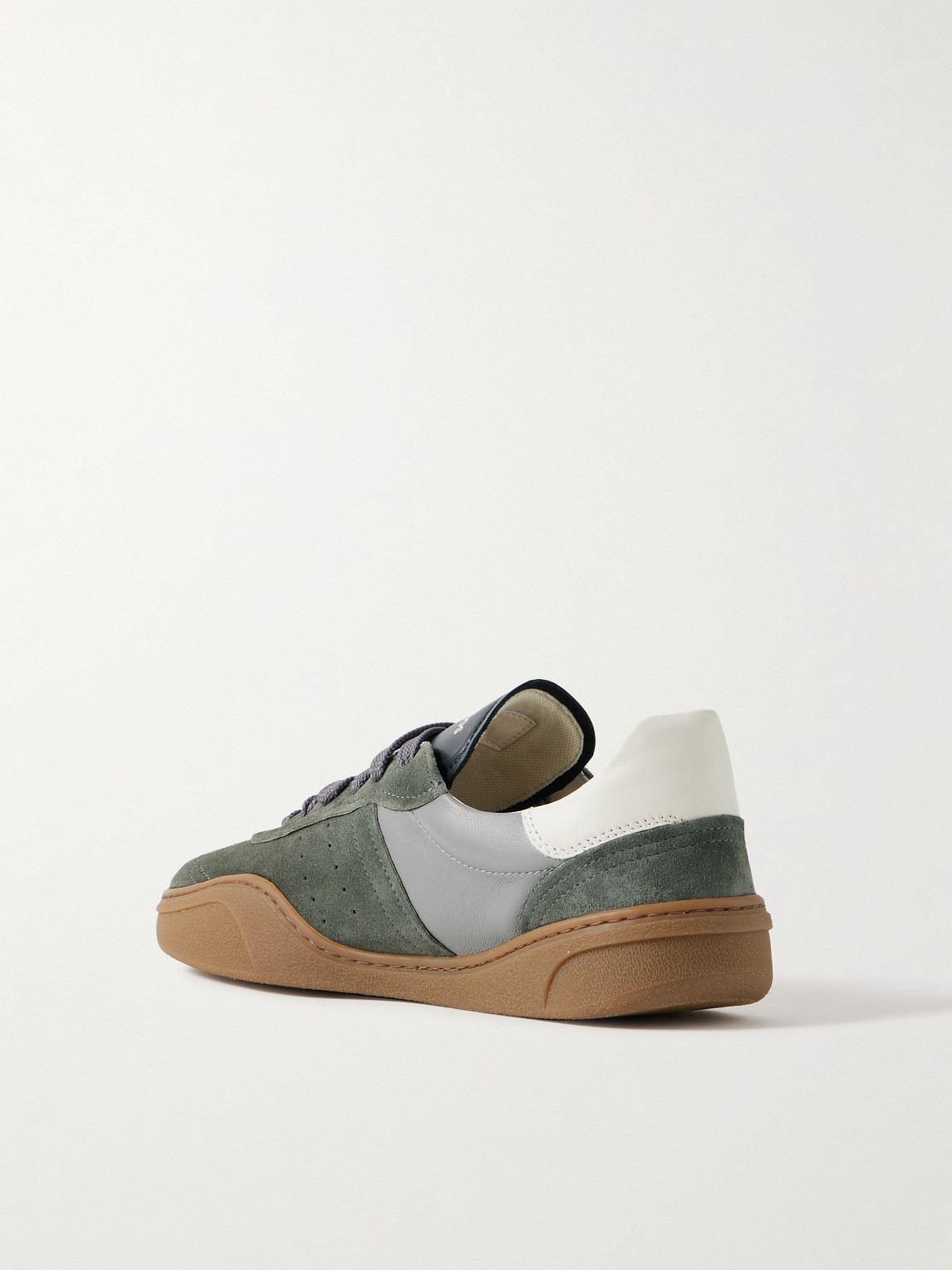 Shop Acne Studios Bars Low Suede-trimmed Leather Sneakers In Gray