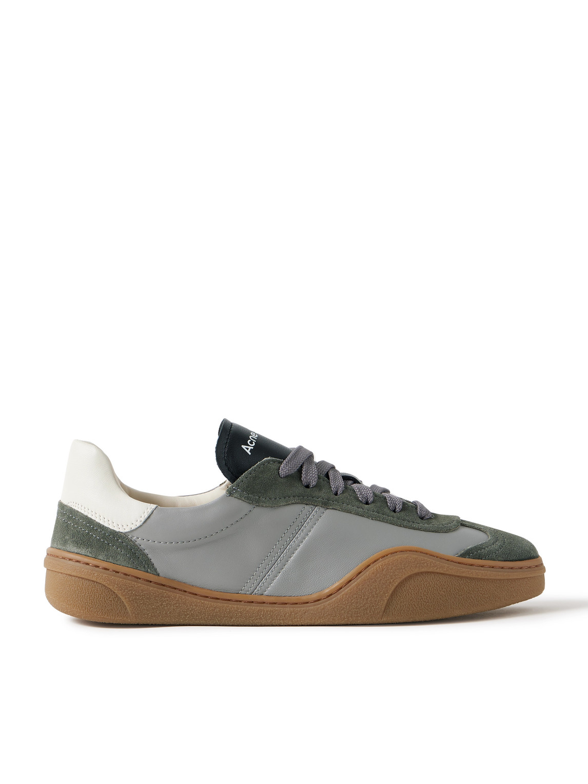 Shop Acne Studios Bars Low Suede-trimmed Leather Sneakers In Gray