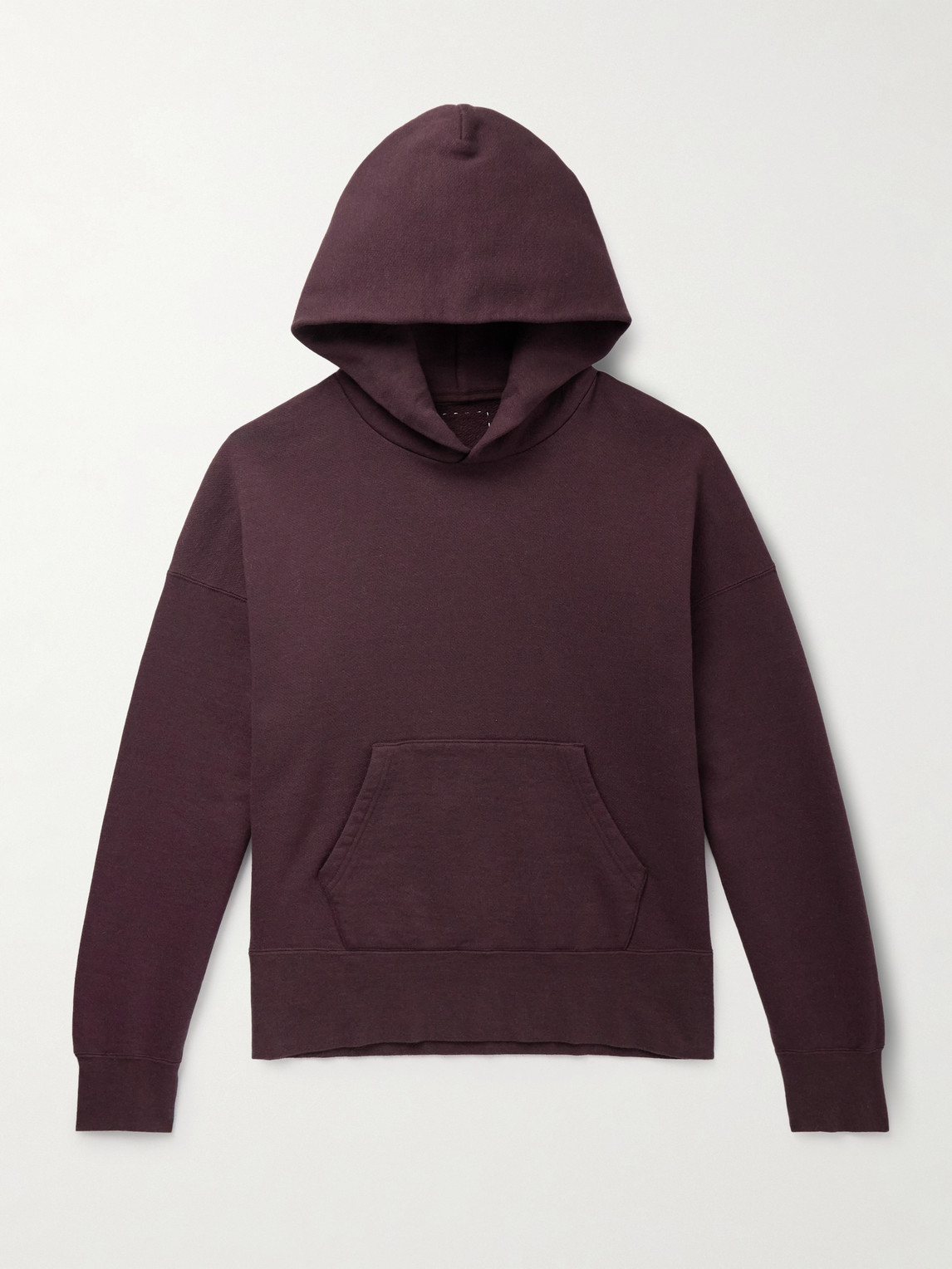 Visvim Court Garment-dyed Cotton-blend Jersey Hoodie In Burgundy