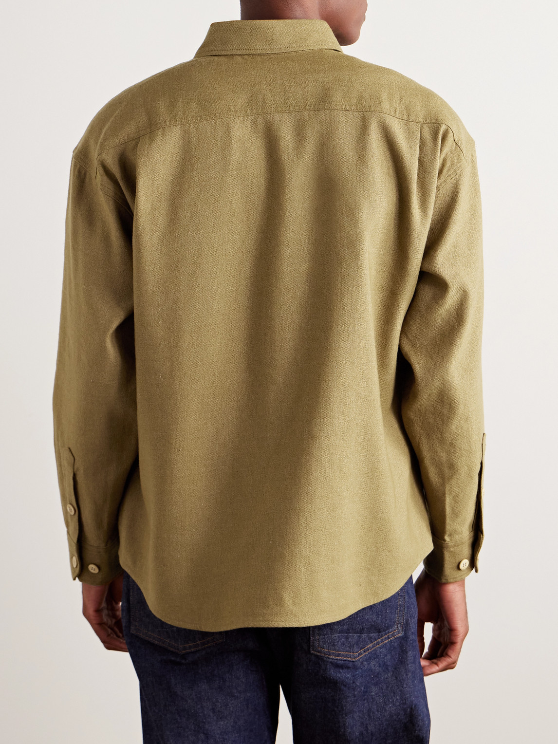 Visvim Wool And Linen-blend Overshirt In Green