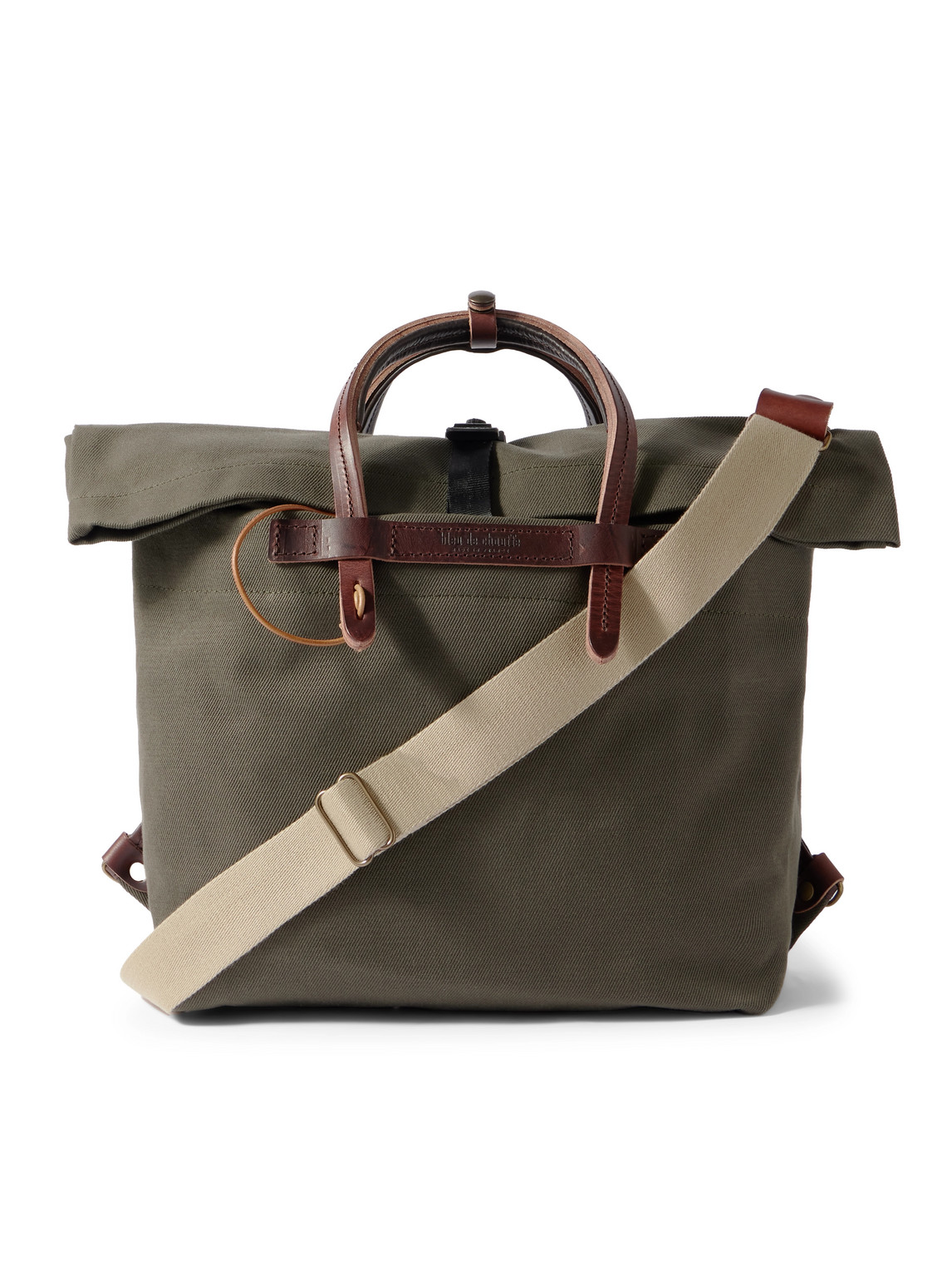 Woody Business Leather-Trimmed Canvas Messenger Bag