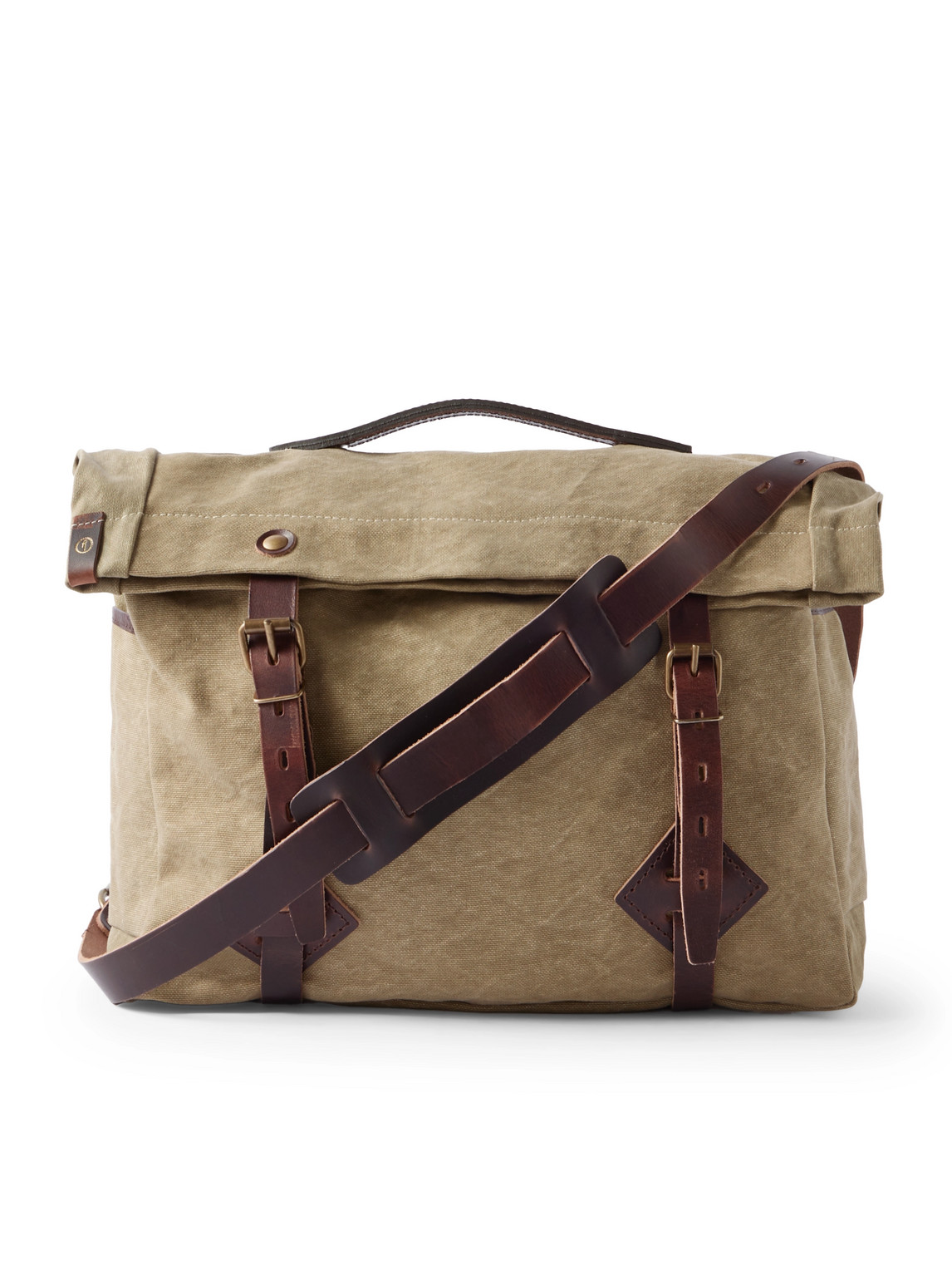 Gaston Leather-Trimmed Cotton-Canvas Messenger Bag