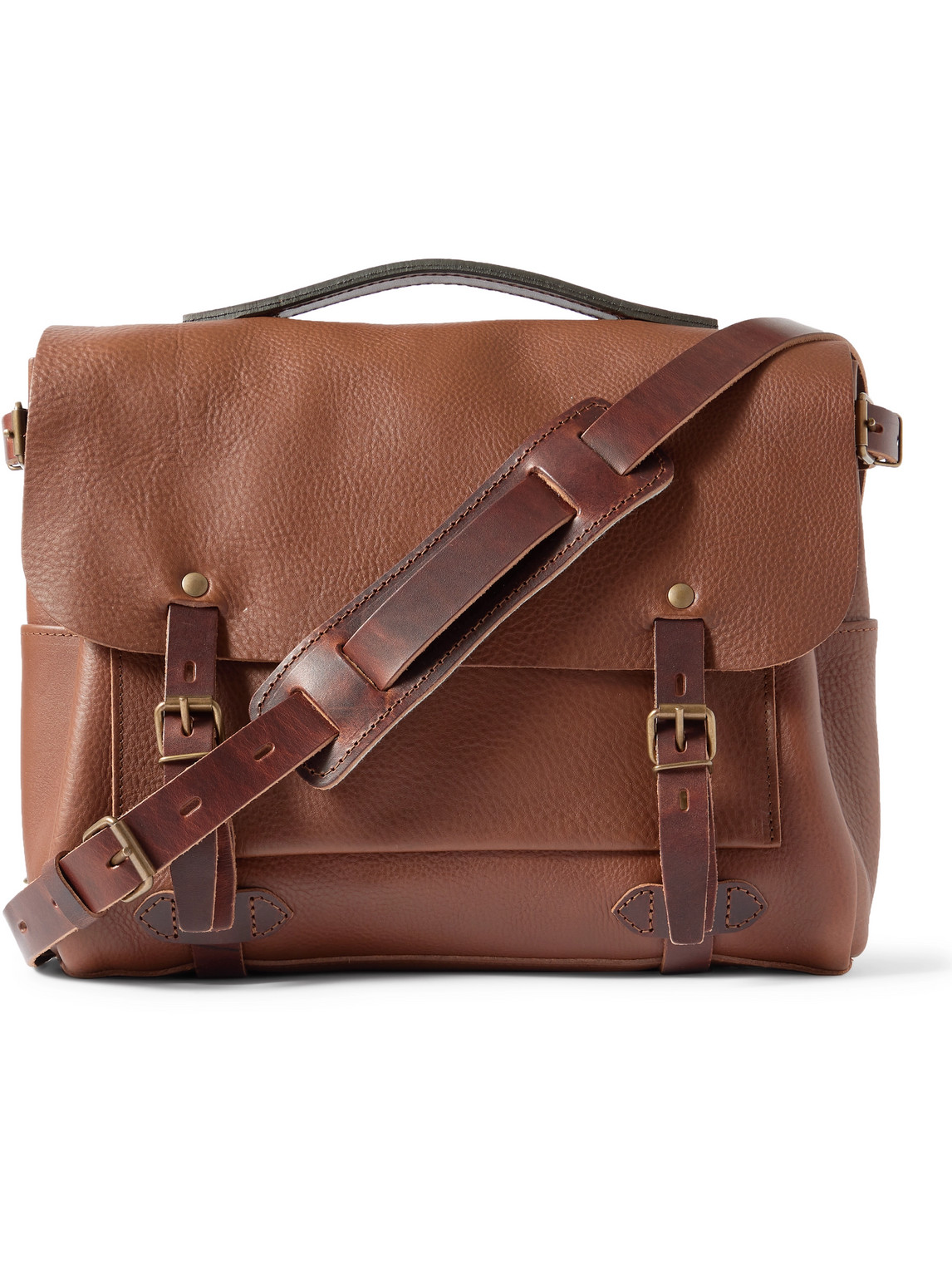 Bleu De Chauffe Eclair Full Grain Leather Messenger Bag Men Brown for