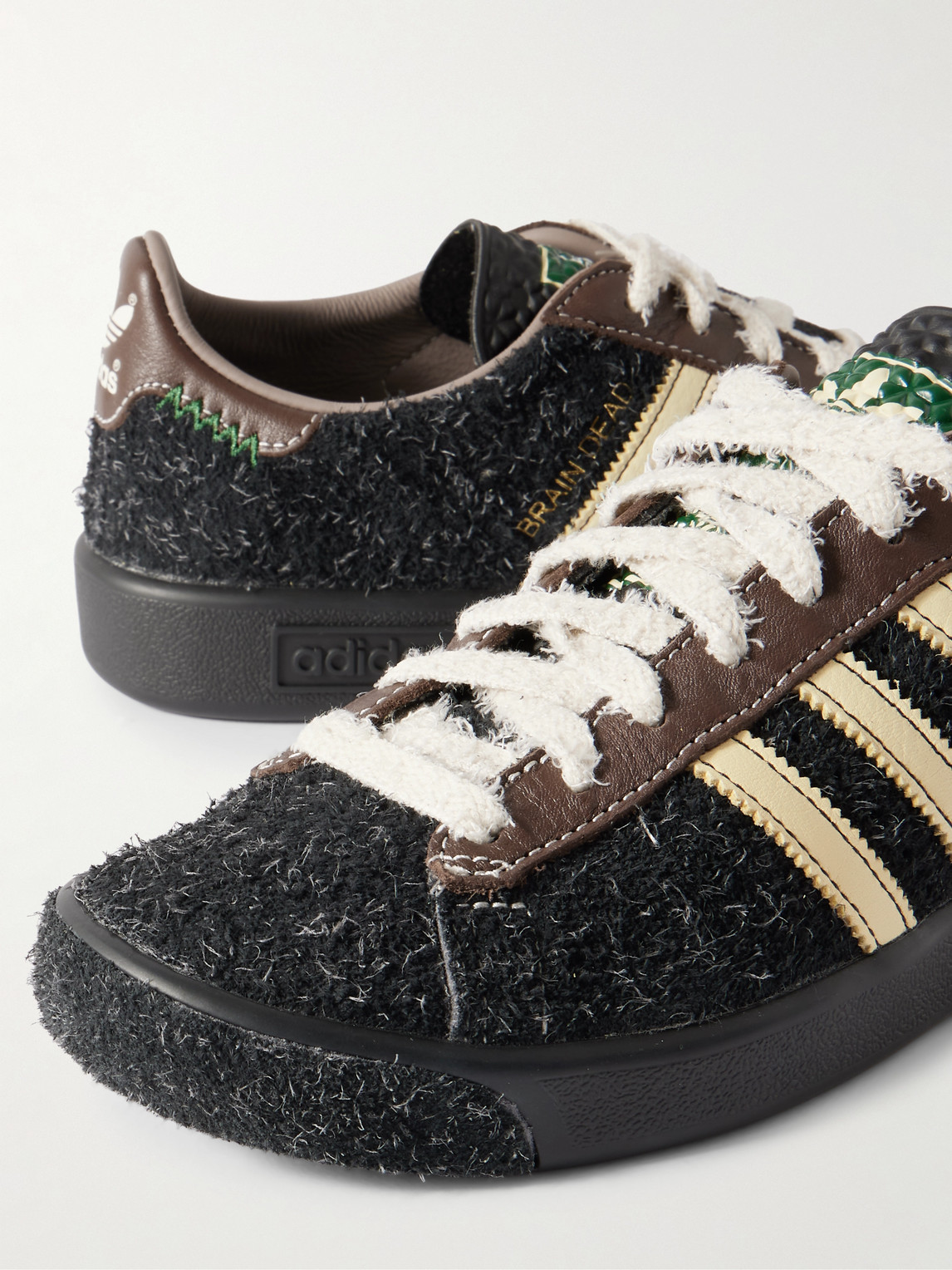 Adidas Originals Brain Dead Forest Hills Leather-trimmed Textured-suede Sneakers In Green