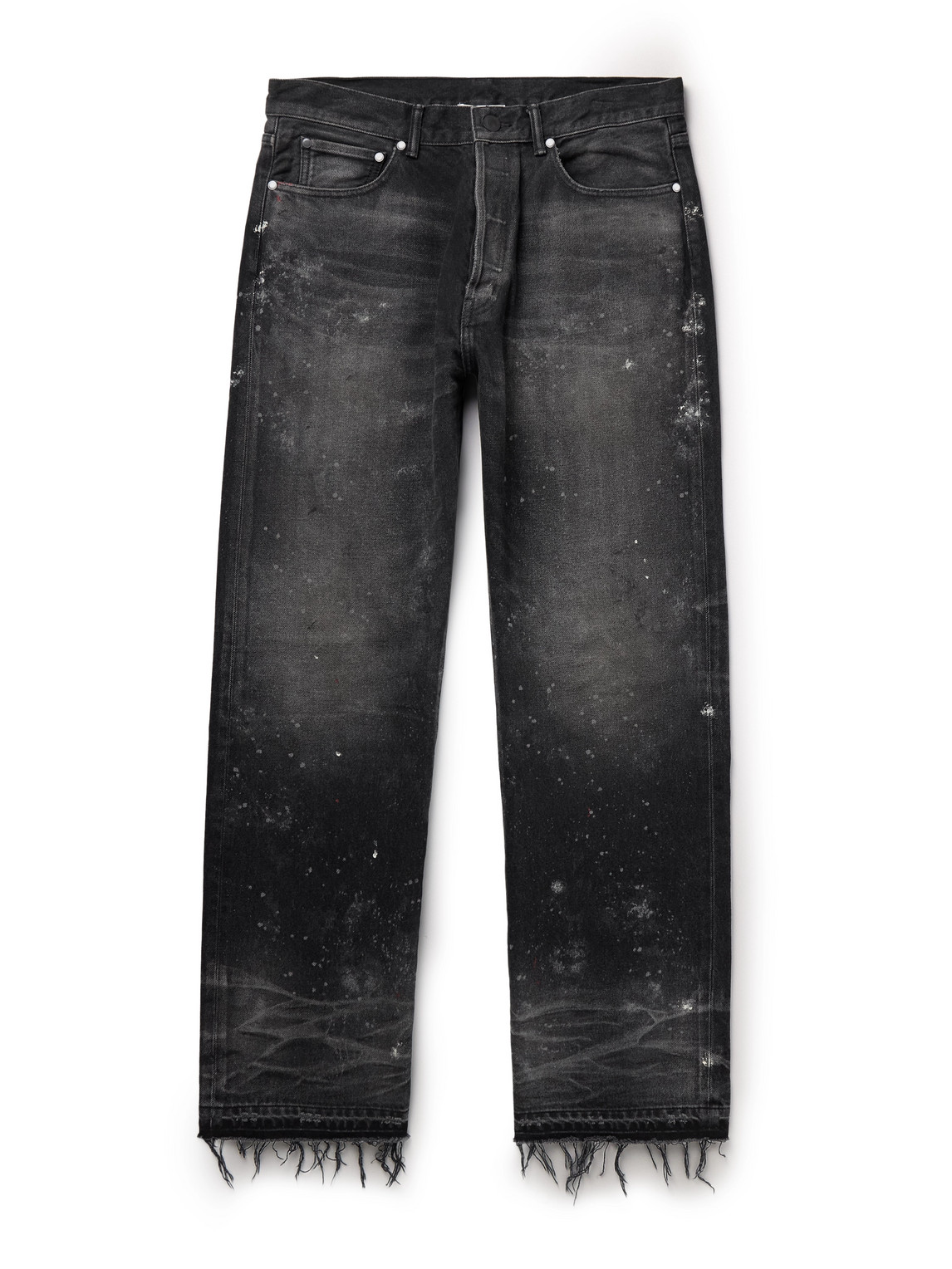 John Elliott Wyatt Straight-leg Distressed Paint-splattered Jeans In Black