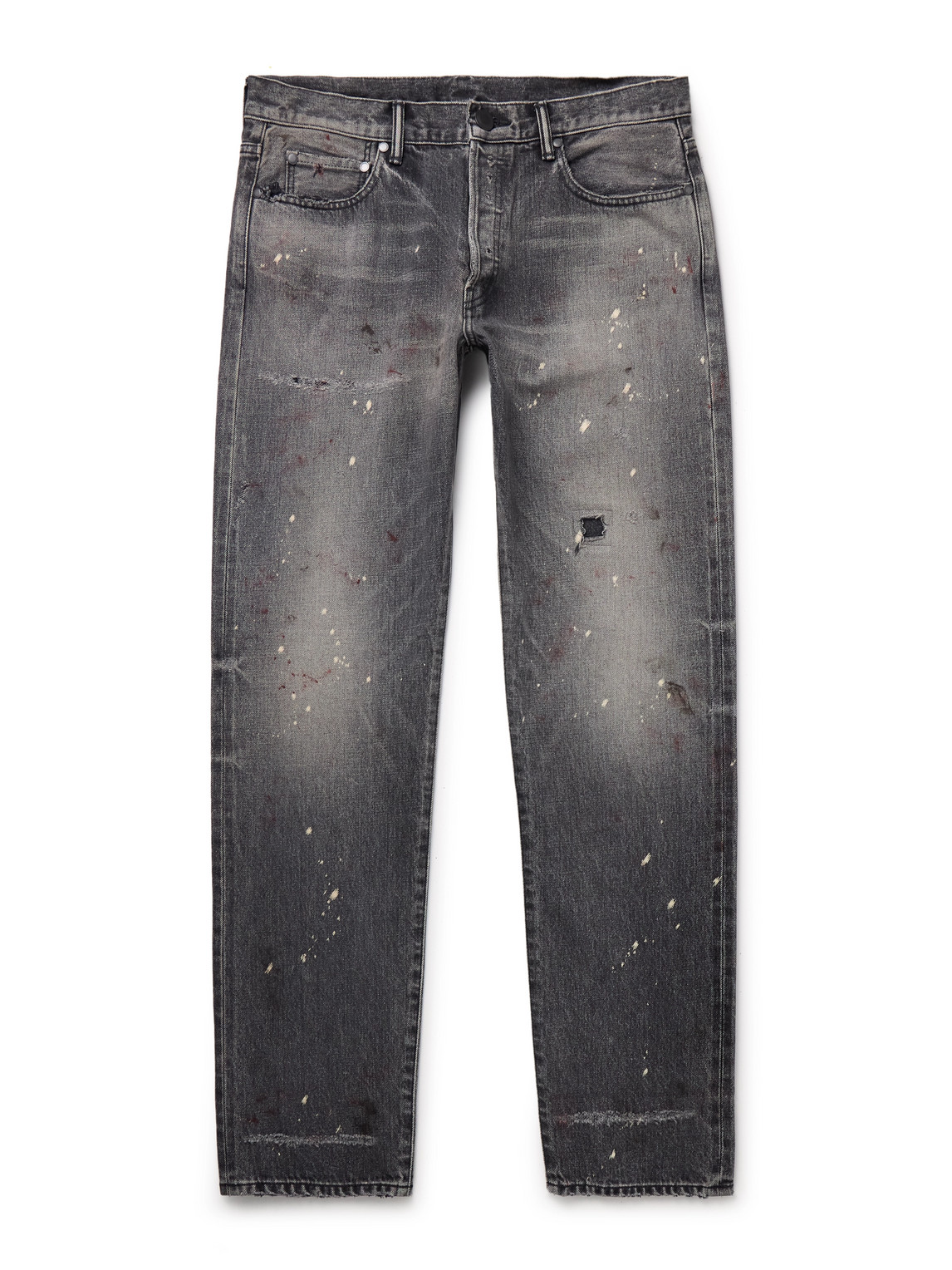 John Elliott The Daze Straight-leg Distressed Selvedge Jeans In Grey