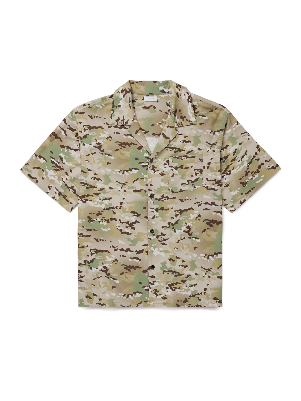 John Elliott Convertible-collar Camouflage-print Cotton-blend Shirt In Green