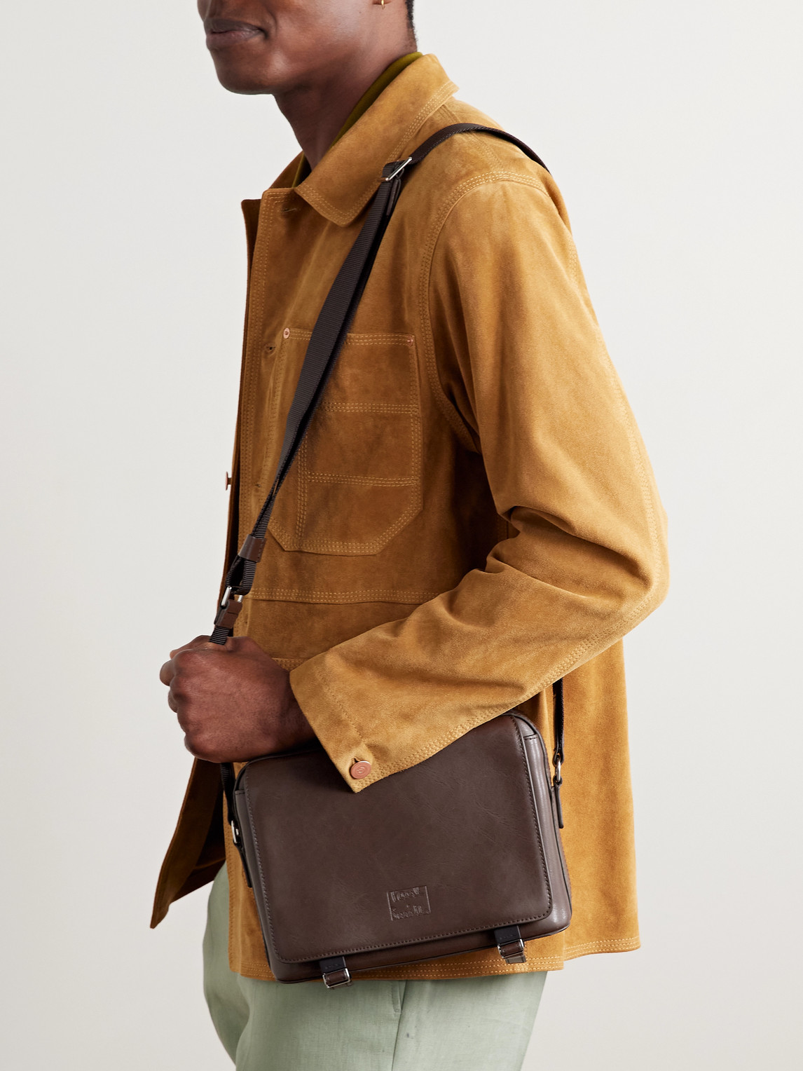 Paul Smith Leather Messenger Bag In Brown