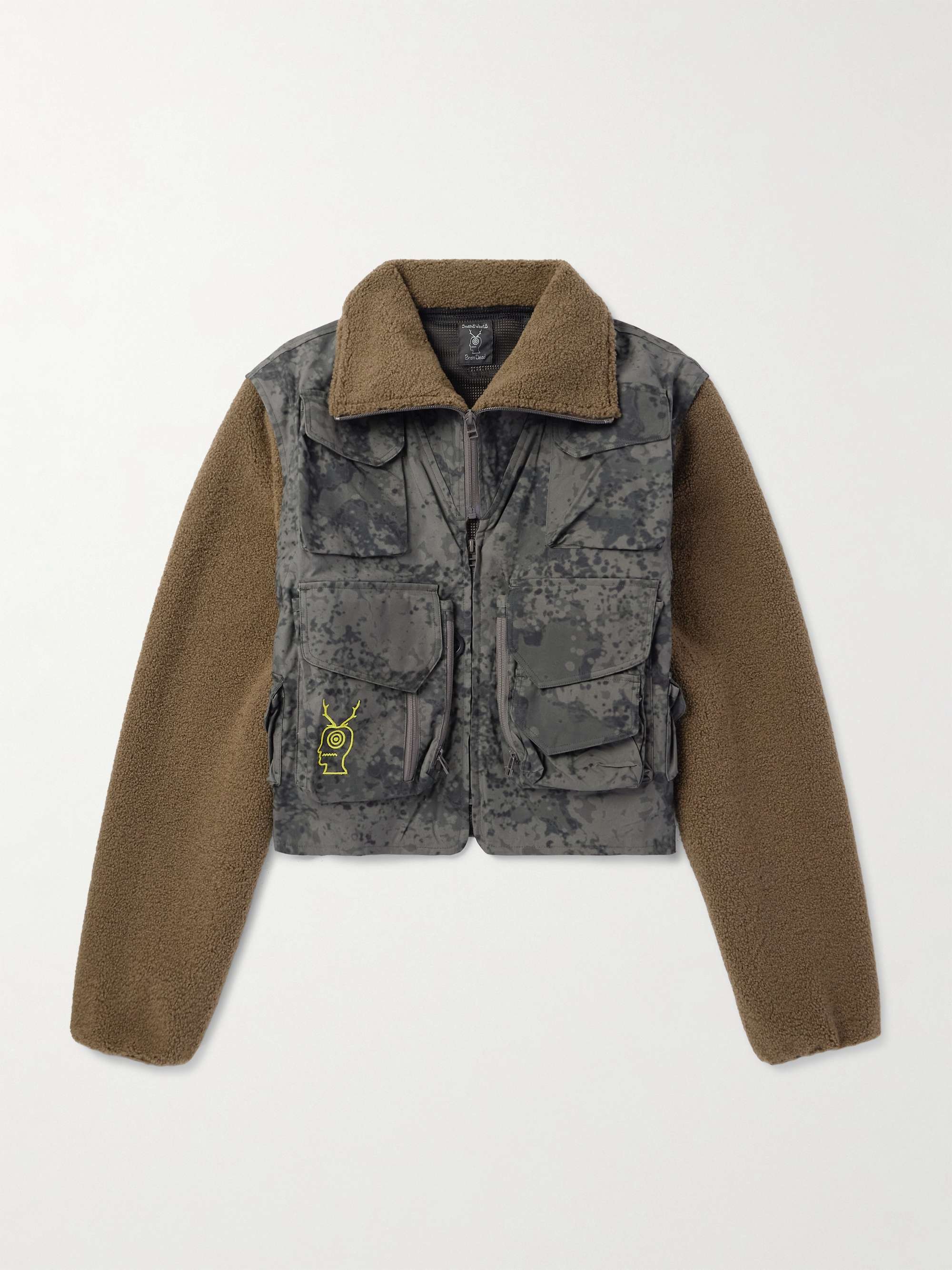 BRAIN DEAD + South2 West8 Fleece-Trimmed Logo-Embroidered