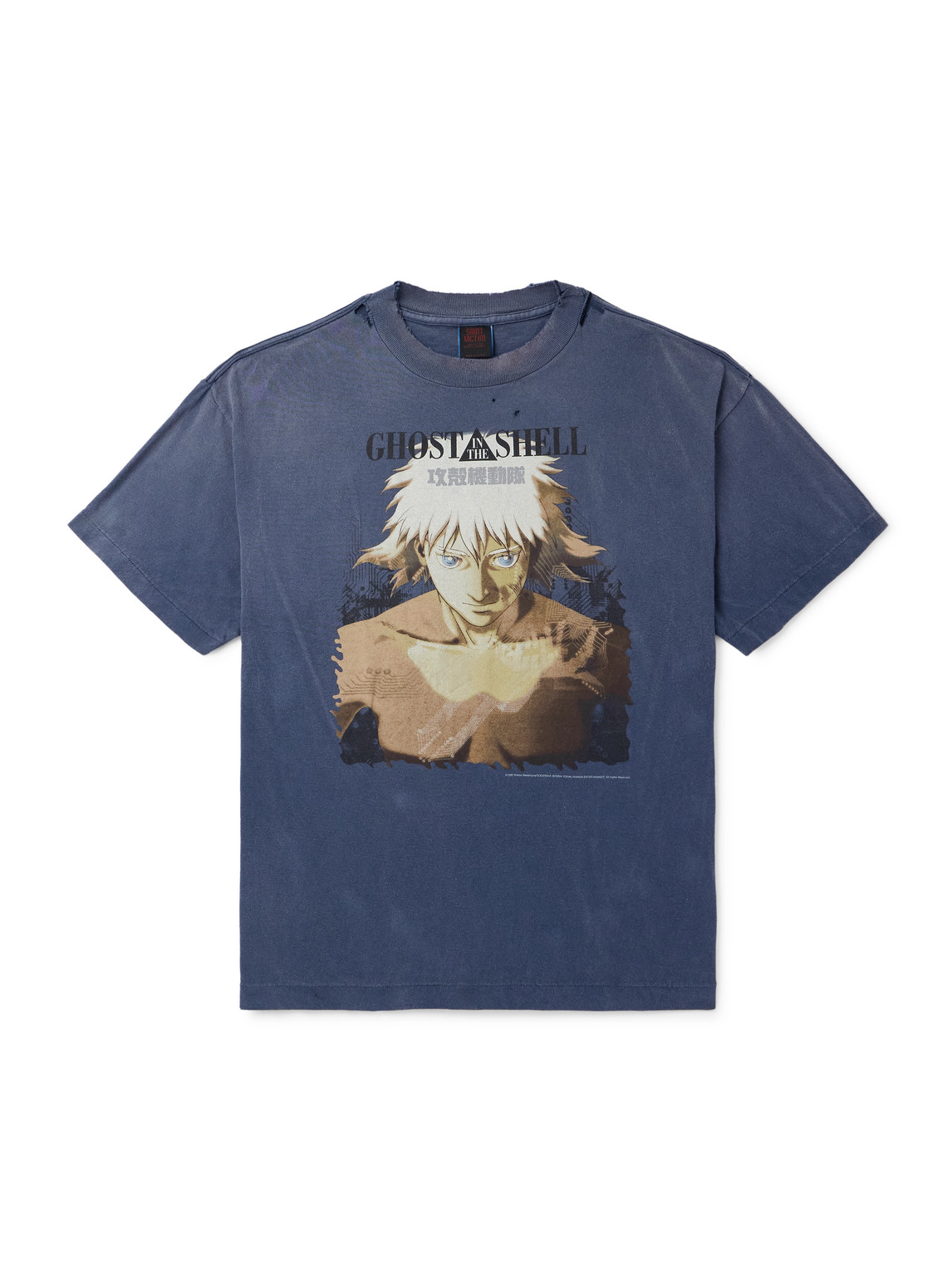 Ghost in the Shell Distressed Printed Cotton-Jersey T-Shirt
