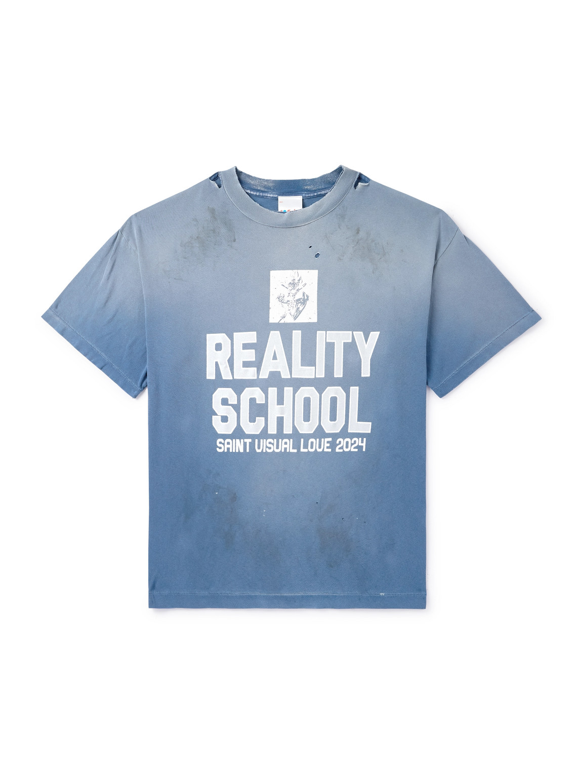 Reality School Distressed Printed Cotton-Jersey T-Shirt