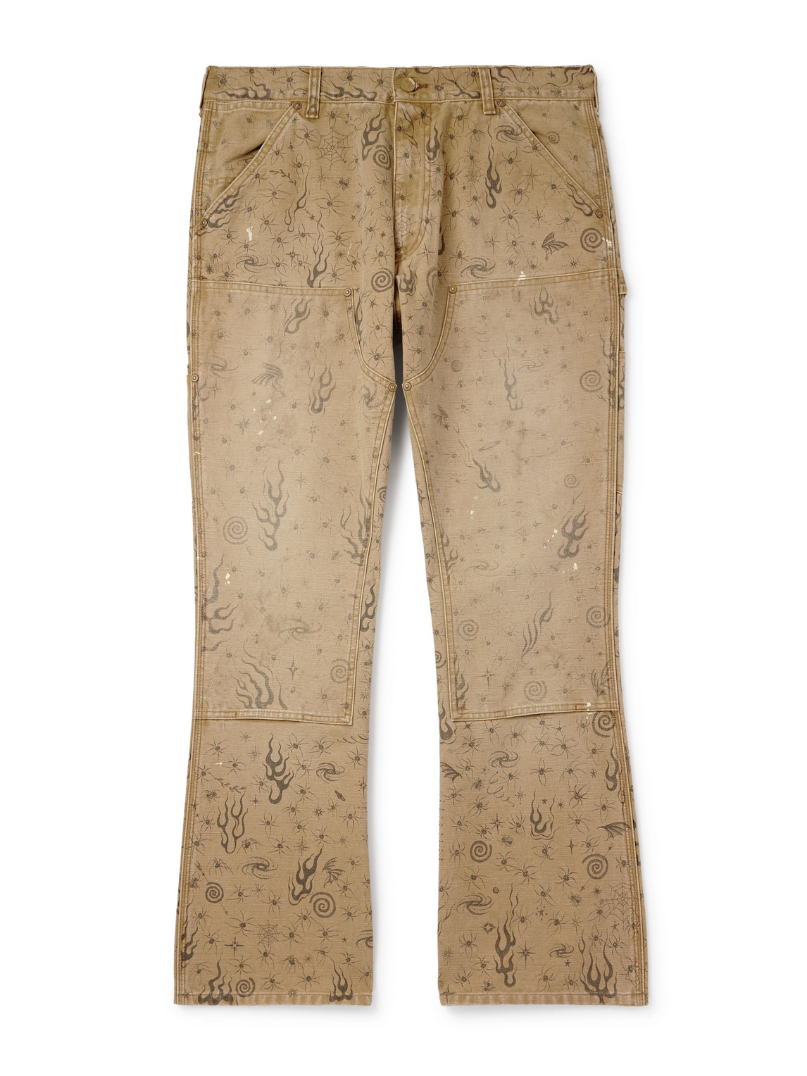 Dr. Woo Bootcut Double-Knee Printed Cotton-Canvas Trousers
