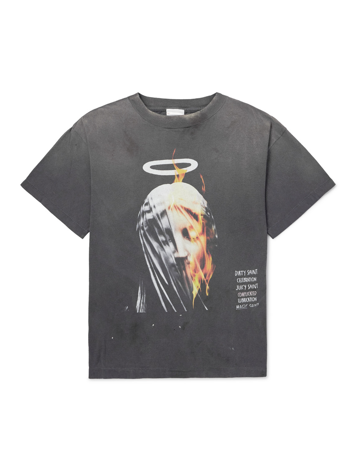 Angel Tee Distressed Printed Cotton-Jersey T-Shirt