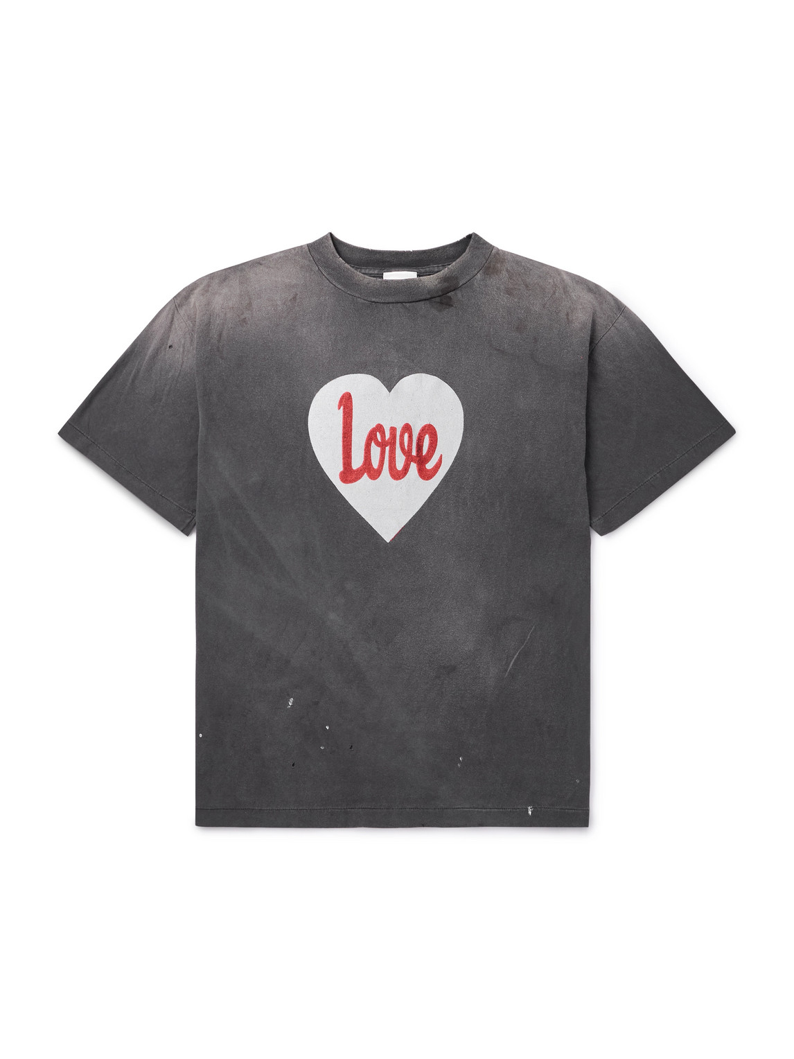 Distressed Paint-Splattered Printed Cotton-Jersey T-Shirt