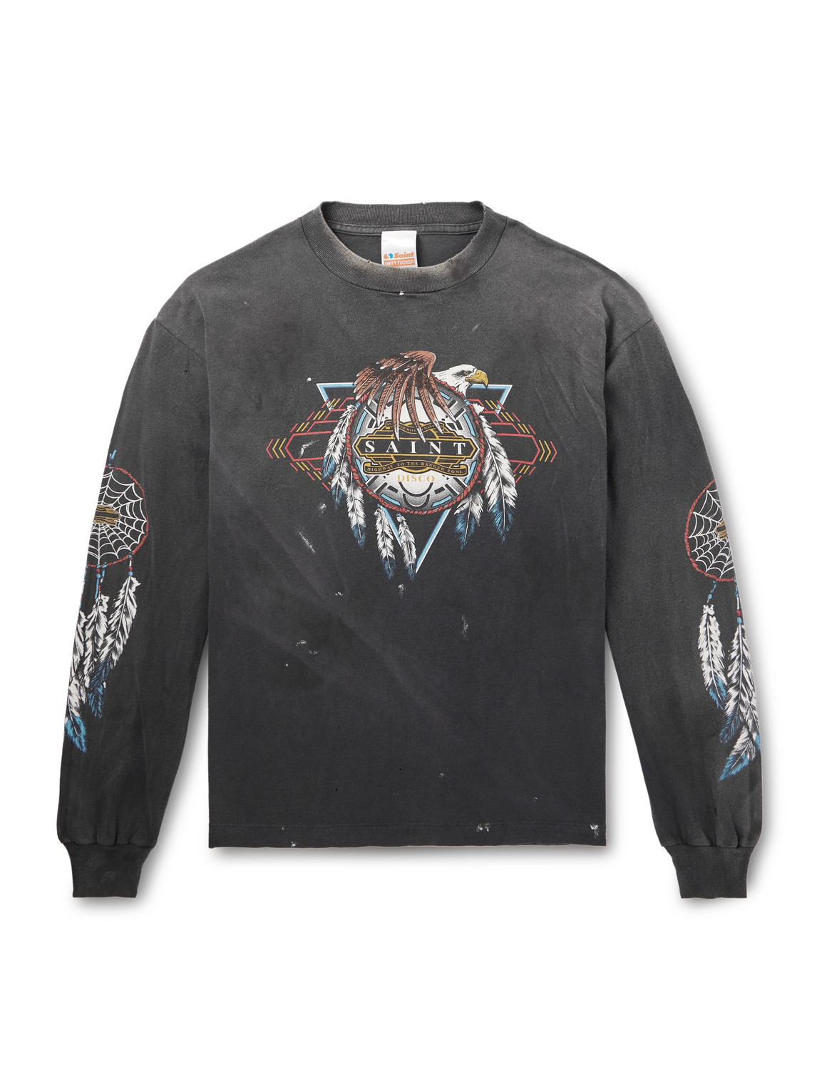 TEFLON DISCO Distressed Printed Cotton-Jersey T-Shirt