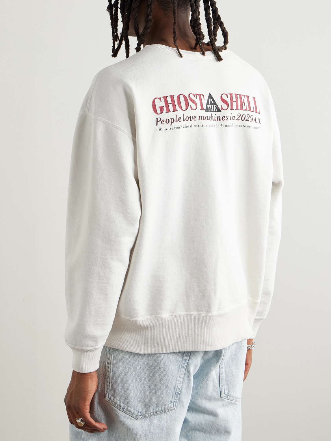 Saint Mxxxxxx Ghost In The Shell Printed Cotton-jersey Sweatshirt In White