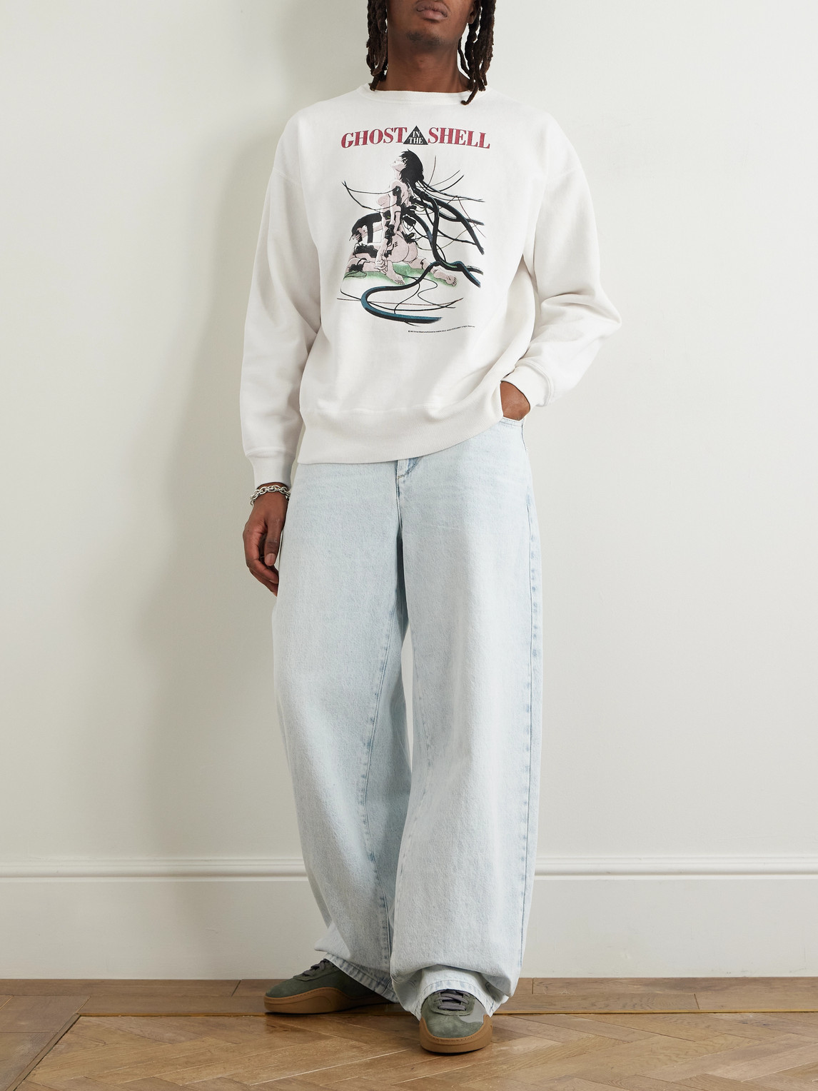 Saint Mxxxxxx Ghost In The Shell Printed Cotton-jersey Sweatshirt In White