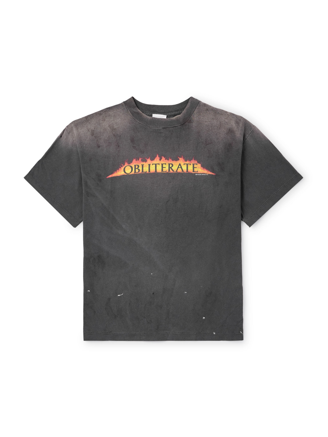 Obliterate Printed Distressed Cotton-Jersey T-Shirt