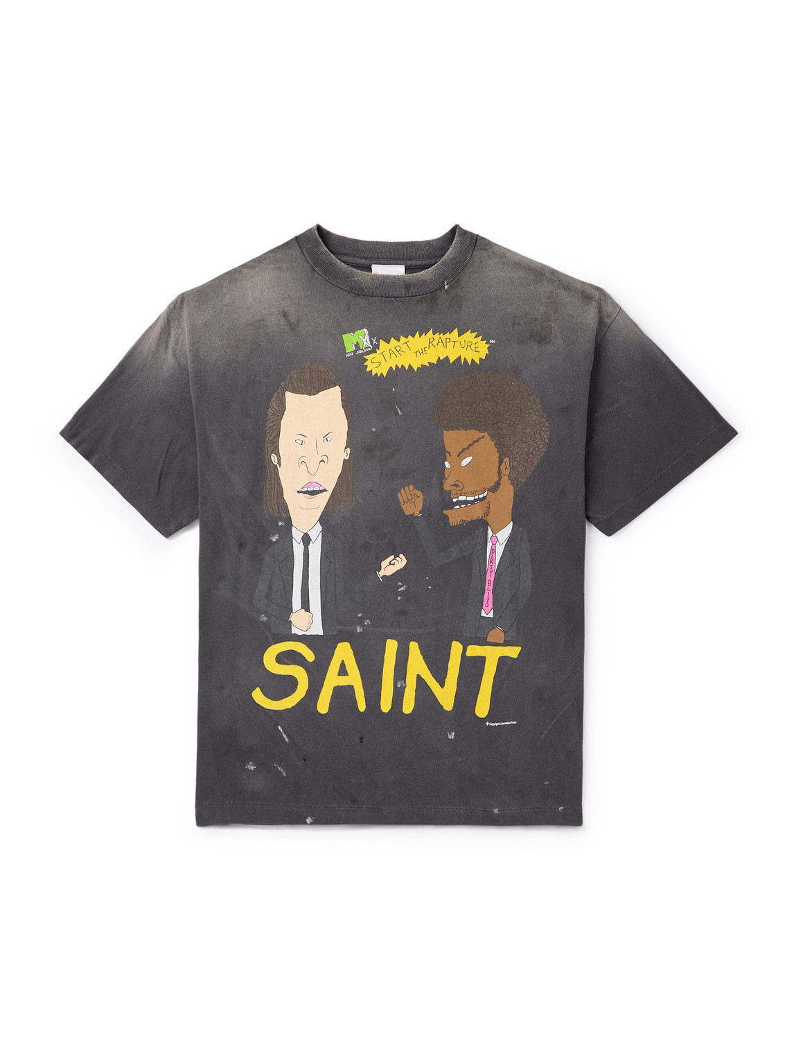 Rapture Distressed Paint-Splattered Printed Cotton-Jersey T-Shirt