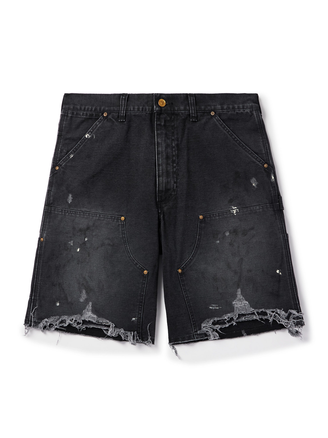 Straight-Leg Distressed Cotton Shorts