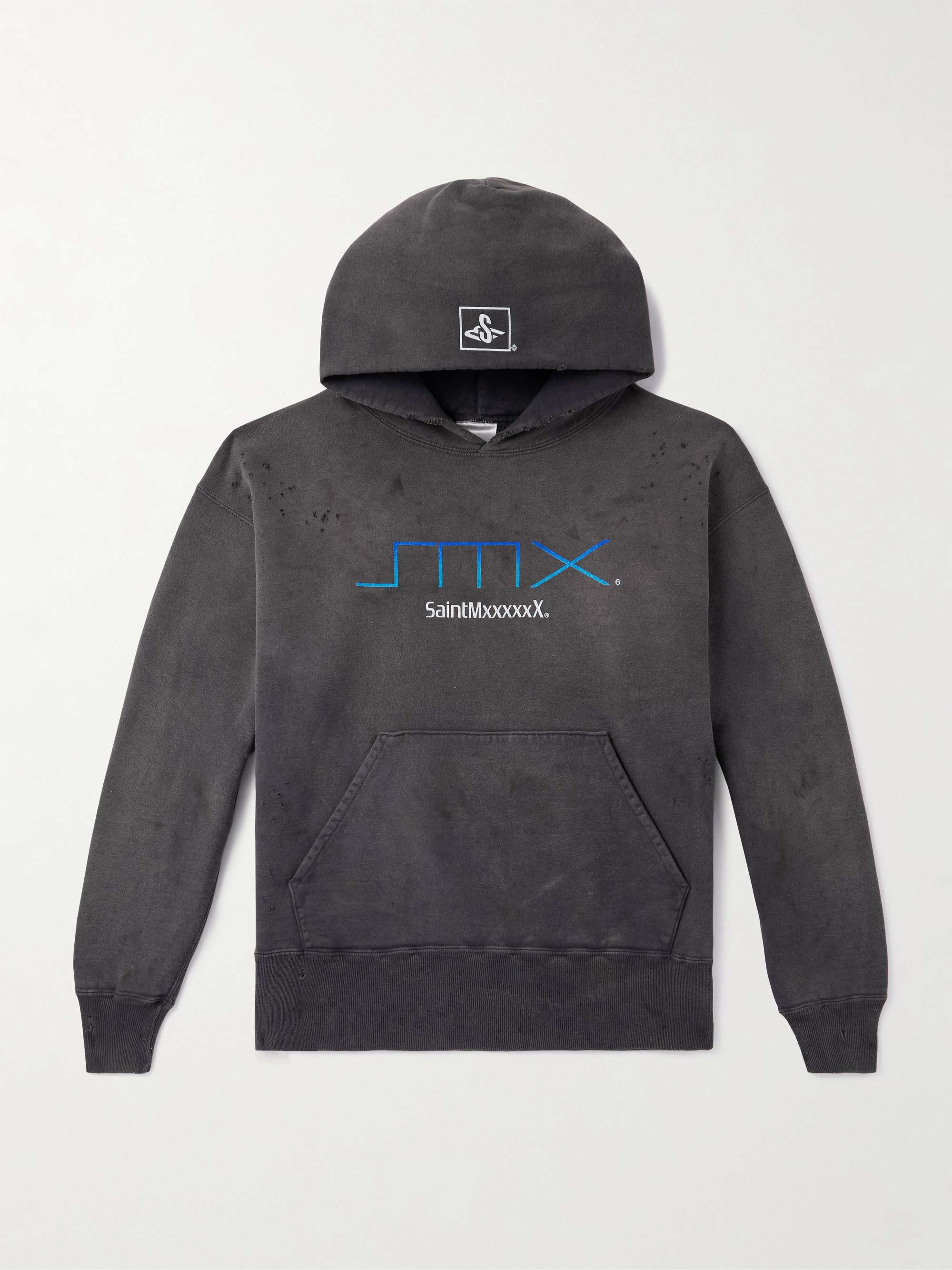 SAINT MXXXXXX SMX6 Distressed Logo-Print Cotton-Jersey SAINT MXXXXXX SMX6 Distressed Logo-Print Cotton-Jersey