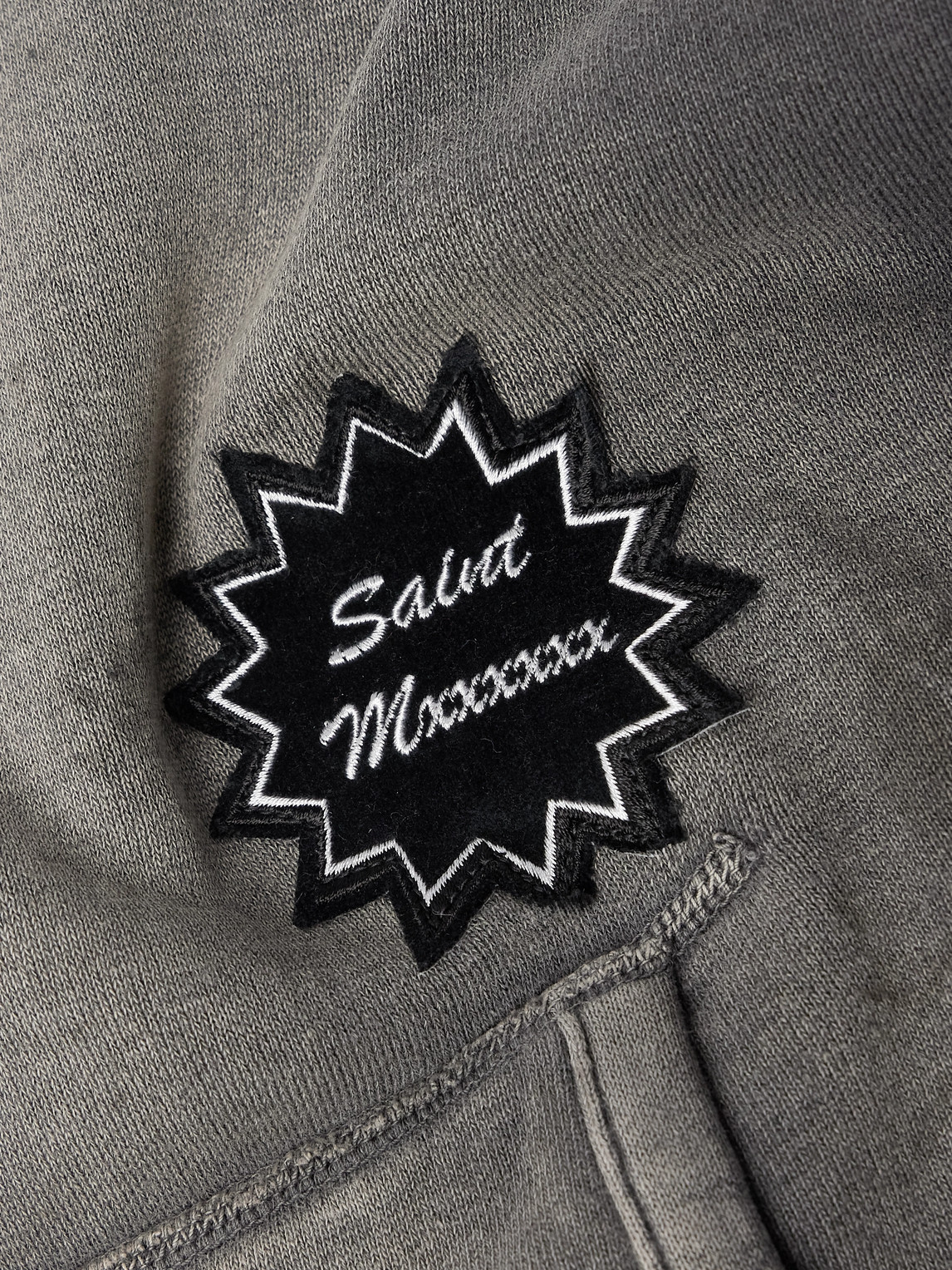 Saint Mxxxxxx Distressed-detail Hoodie In Gray