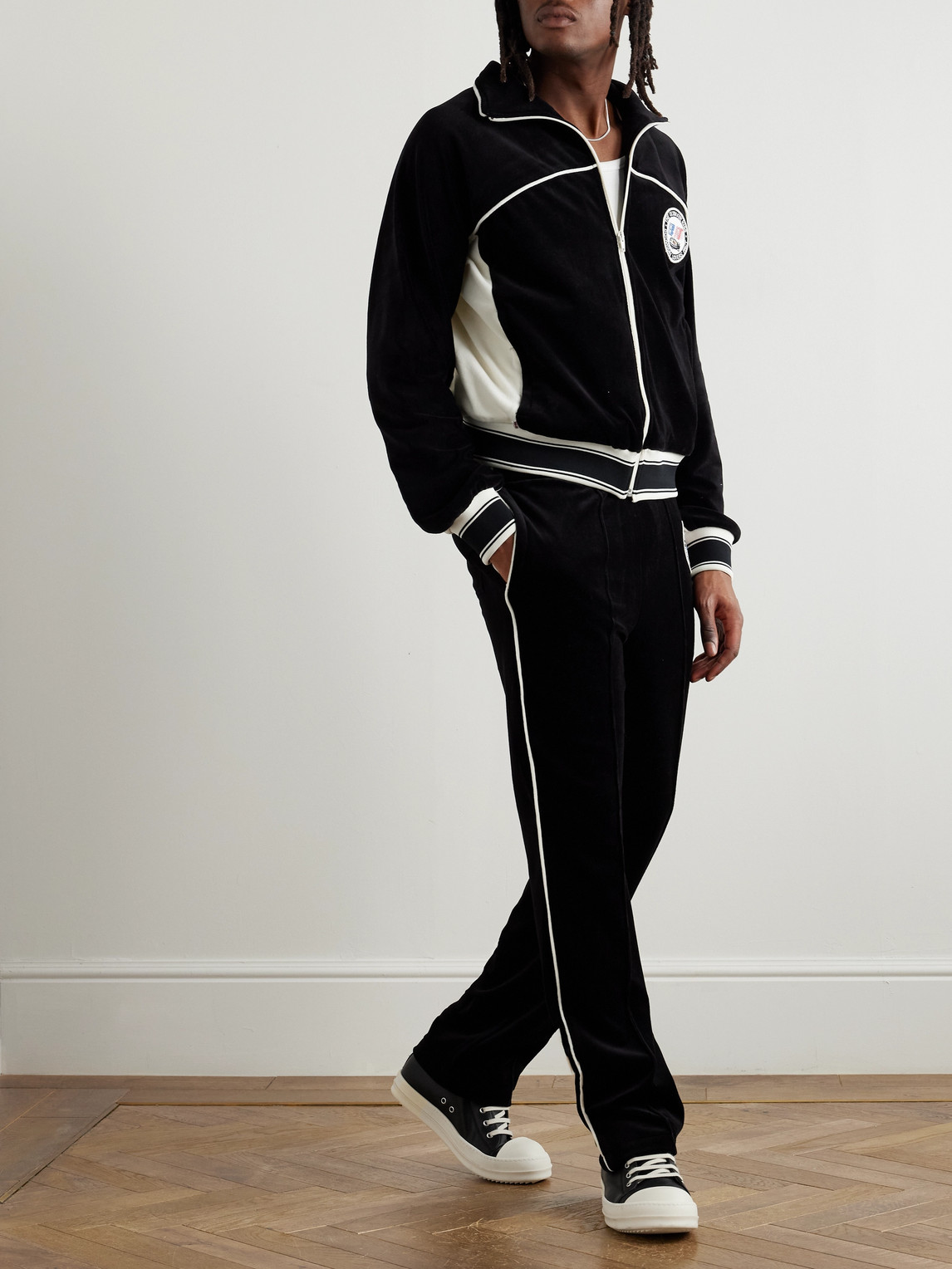 SAINT MXXXXXX - Lastman Cotton-Blend Velour Track Jacket - Curated