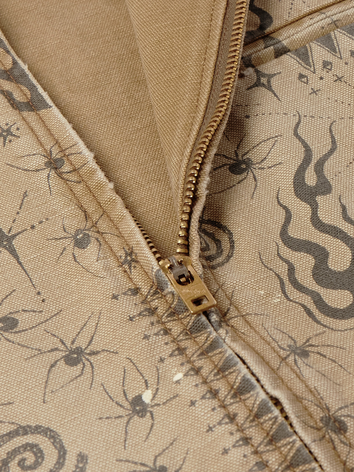Saint Mxxxxxx Dr. Woo Corduroy-trimmed Distressed Printed Cotton-canvas Jacket In Neutrals