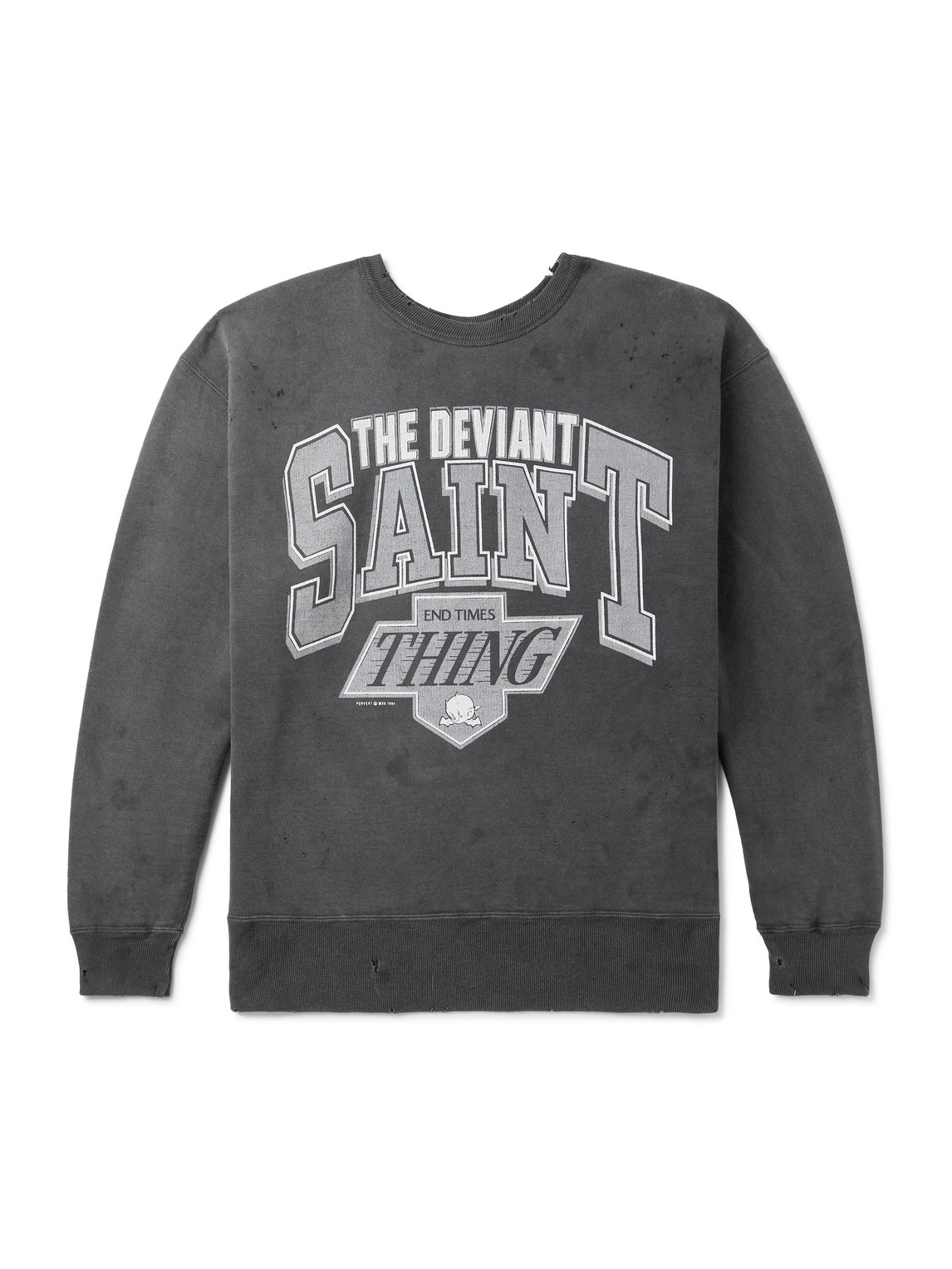 The Deviant Distressed Logo-Print Cotton-Jersey Sweatshirt