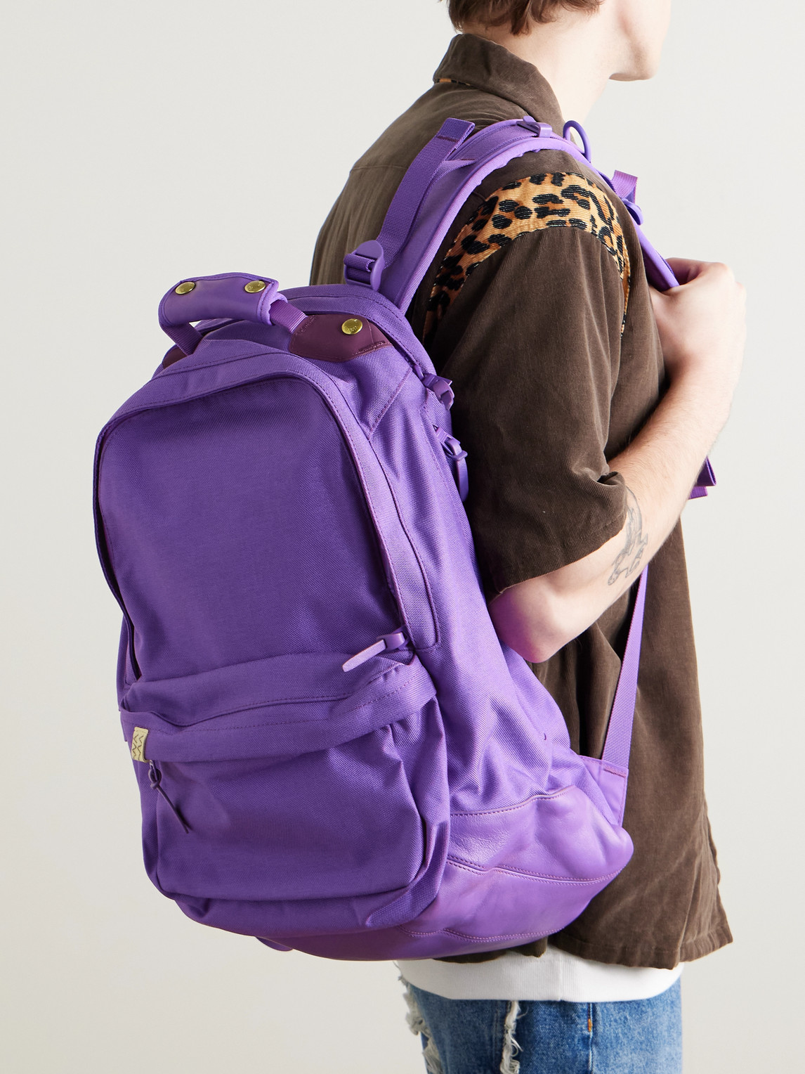 Shop Visvim Leather-trimmed Cordura® Backpack
