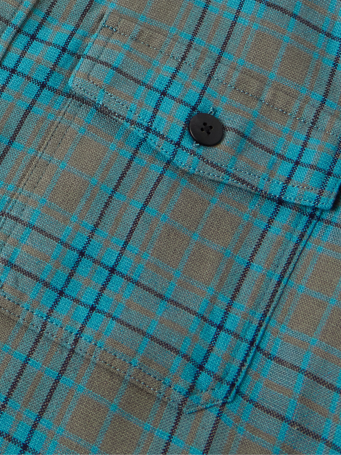 Visvim Checked Wool And Linen-blend Shirt In Blue