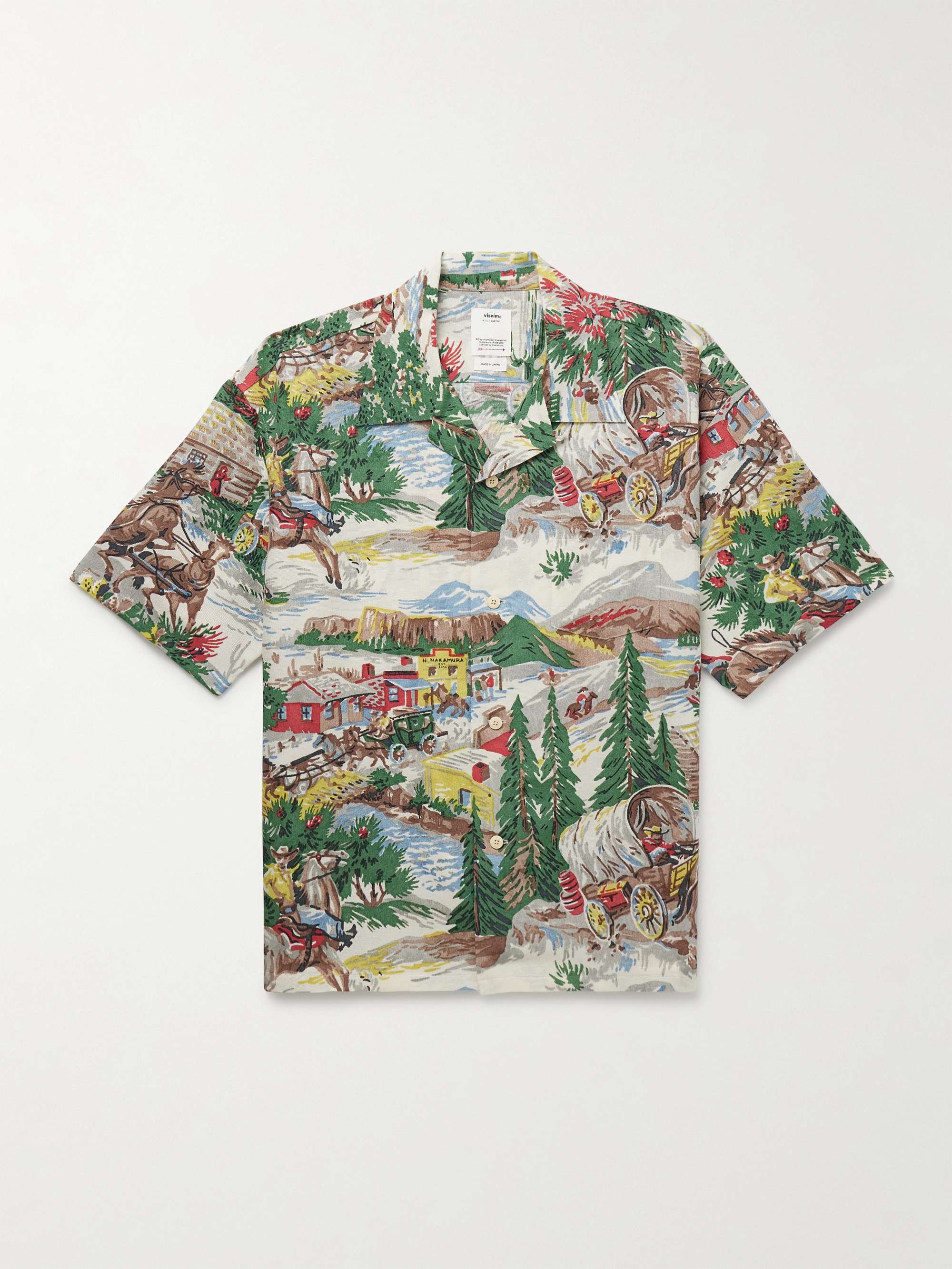 Green Crosby Convertible-Collar Printed Silk Shirt | VISVIM